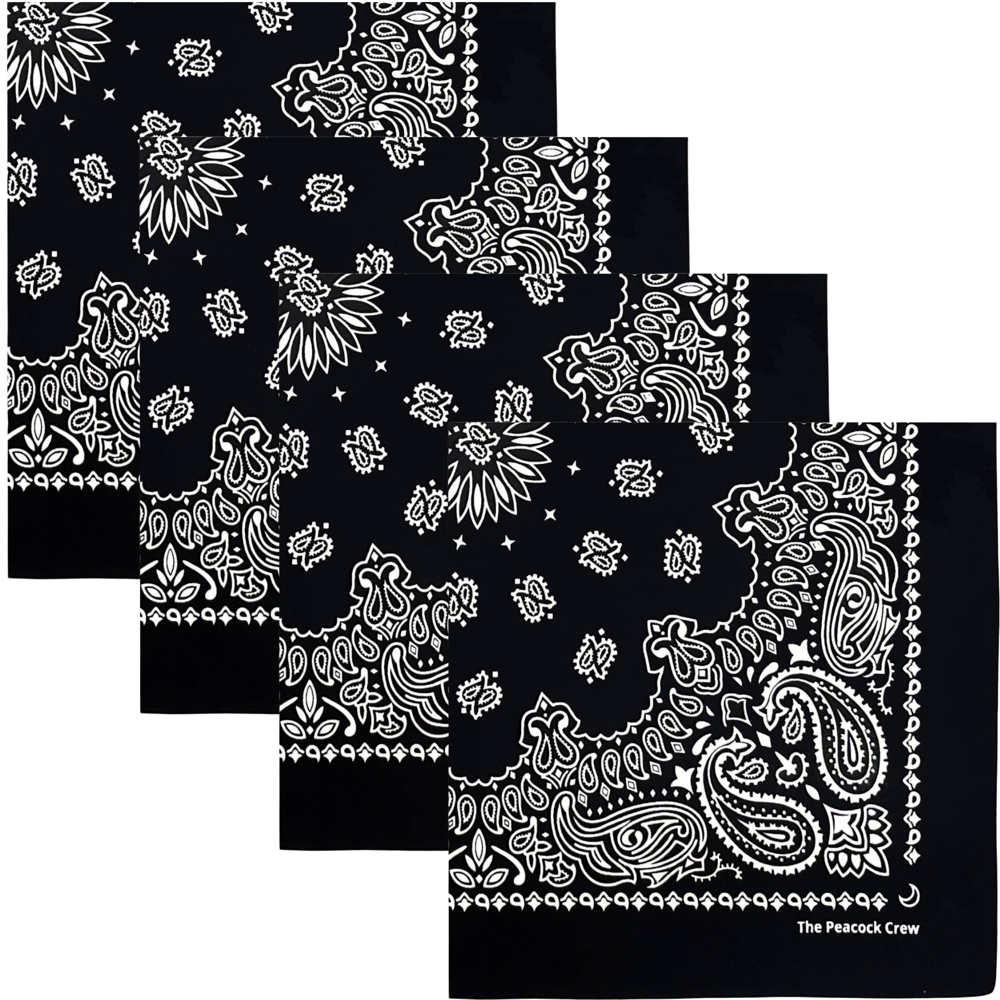 The Peacock Crew Premium Soft Cotton Bandanas Pack for Men and Women Paisley 22 x 22 inches