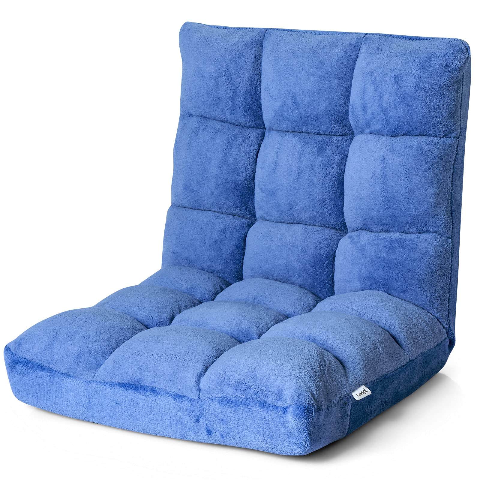 GIANTEX Chaise de Sol Pliable, Chaise de Méditation avec Dossier réglable, Coussin/Fauteuil de Sol Rembourré pour Maison, Bureau, 105 x 56 x 15CM (Bleu)
