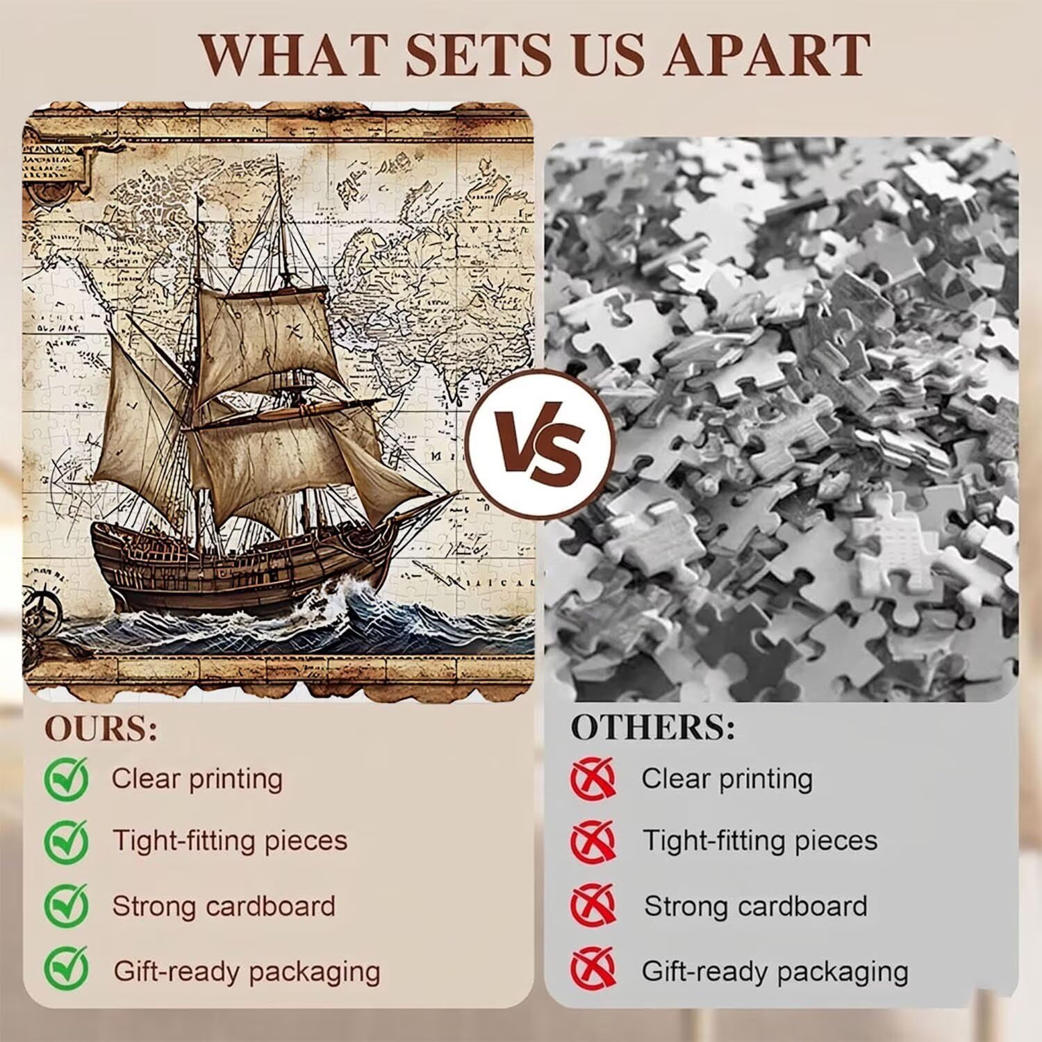 Retro Bote-2 Puzzle de 1500 Piezas, Juego de Mesa Familiar de Madera - Rompecabezas Adultos para Toda La Familia, Rompecabezas Educativo DIY y Antiestrés - con Mapa de Referencia, 87 x 57 cm f0-186