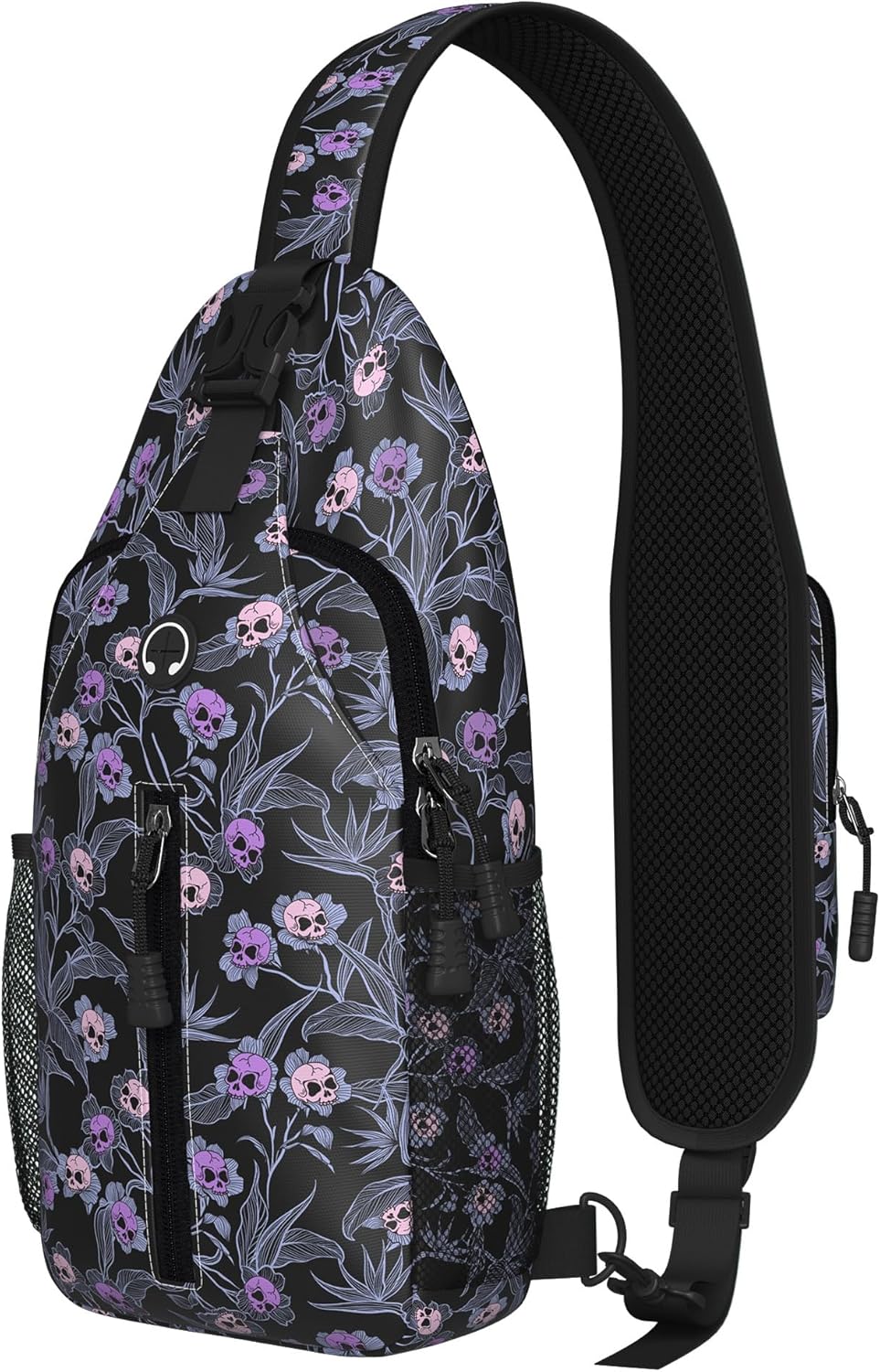 Skull Goth Sling Bag For Women Men Small Crossbody Bags Halloween Gothic Mini Water Resistant Casual Chest Bag Backpack Shoulder Daypack For Travel Hiking Gifts