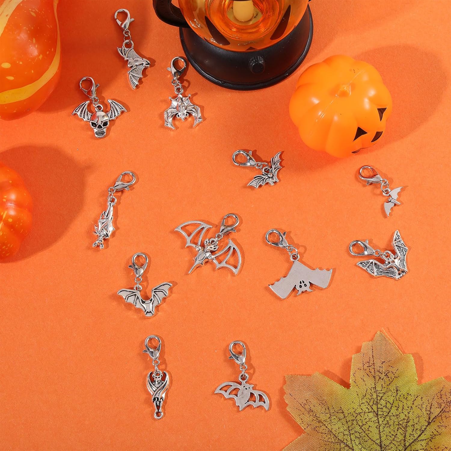 24Pcs Silver Bat Shoe Lace Charms Pendants Tibetan Shoelaces Accessories Decorations Halloween Lace Charm for Boot Sneaker Sandals Shoe Canvas for Necklace Bag Keychain Dress Making Crafts image 5