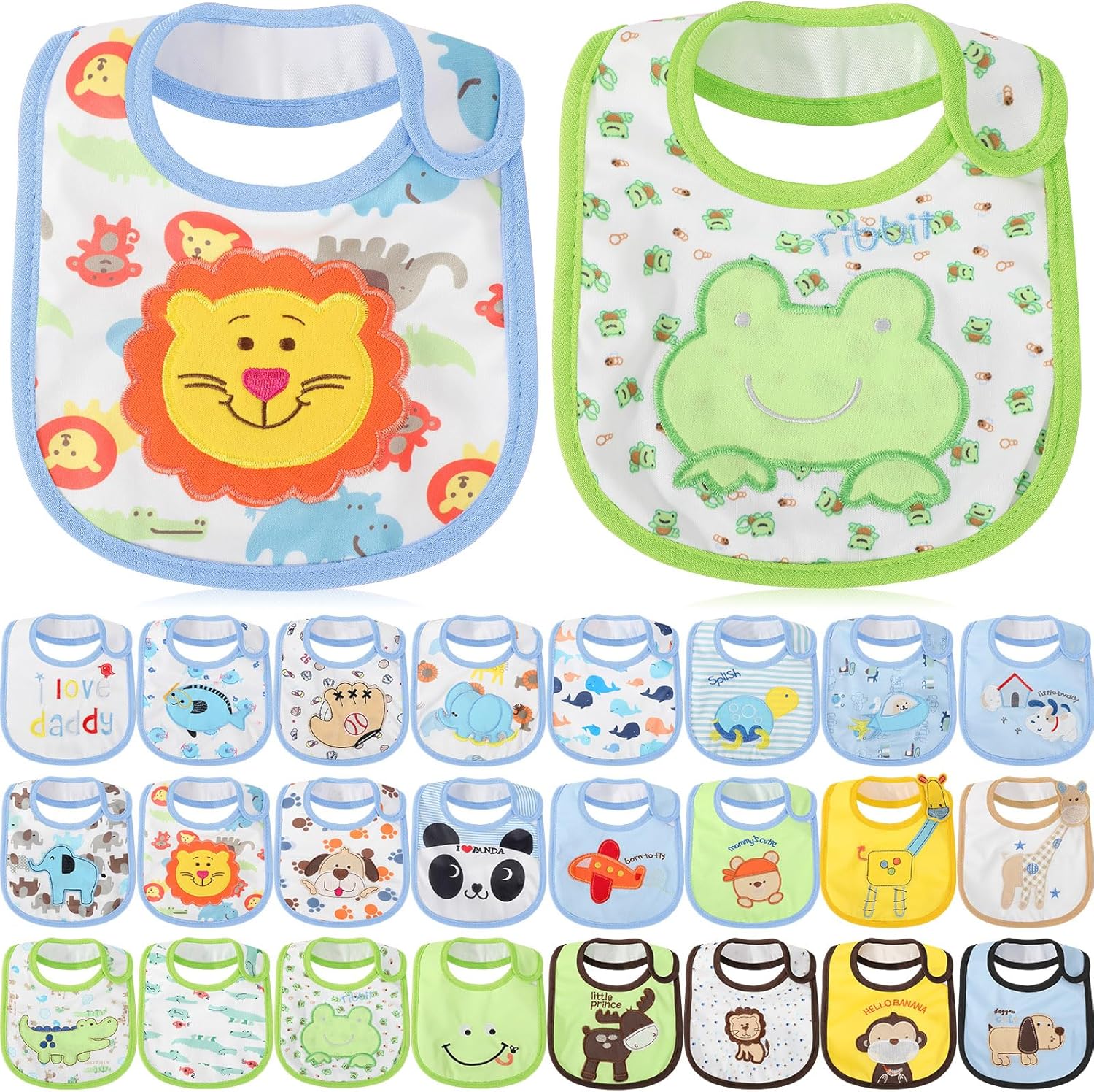 HooLing 24 Pcs boys Toddler Bibs Waterproof Baby Cotton Soft Drool Bibs Feeding Kindergarten Welfare Home Newborn Party HooLing 24 Pcs boys Toddler Bibs Waterproof Baby Cotton Soft Drool Bibs Feeding Kindergarten Welfare Home Newborn Party