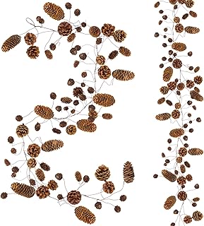 Winlyn 2 Pack Rustic Natural Pinecone Garland 4.6ft Hanging Pinecones Vi...