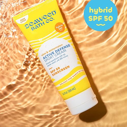 Miniatura 7 de The Seaweed Bath Co Active Defense SPF 50 Sport - Crema protectora solar de amplio espectro 34 onzas algas marinas ricas en nutrientes aloe vegano