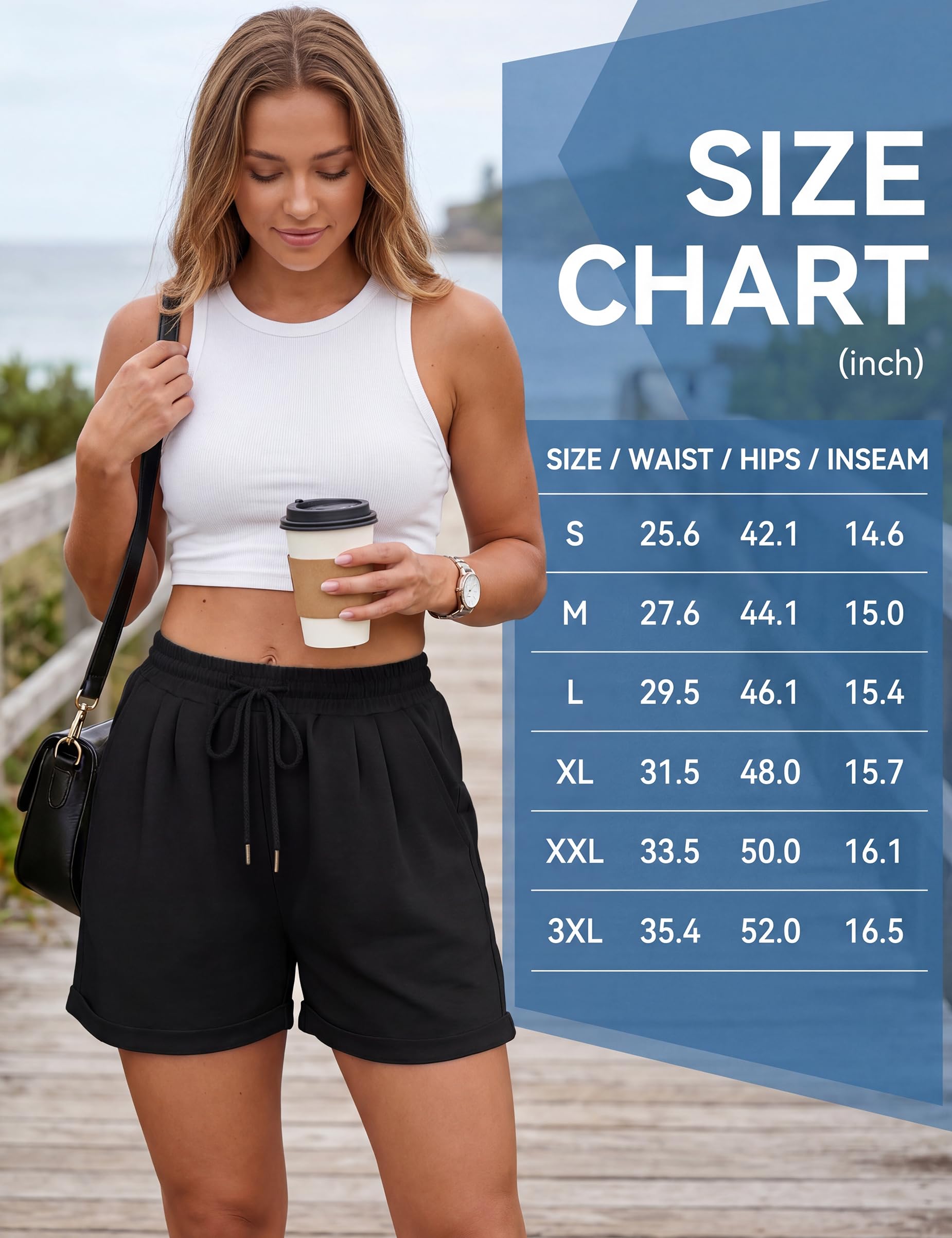 Litherday Pantalones Cortos Mujer Verano Algodón Shorts Deportivos con Dobladillo Cintura Alta con Cordón Pantalón Casual Cómodo para Fitness Yoga Correr Casa S-XXL