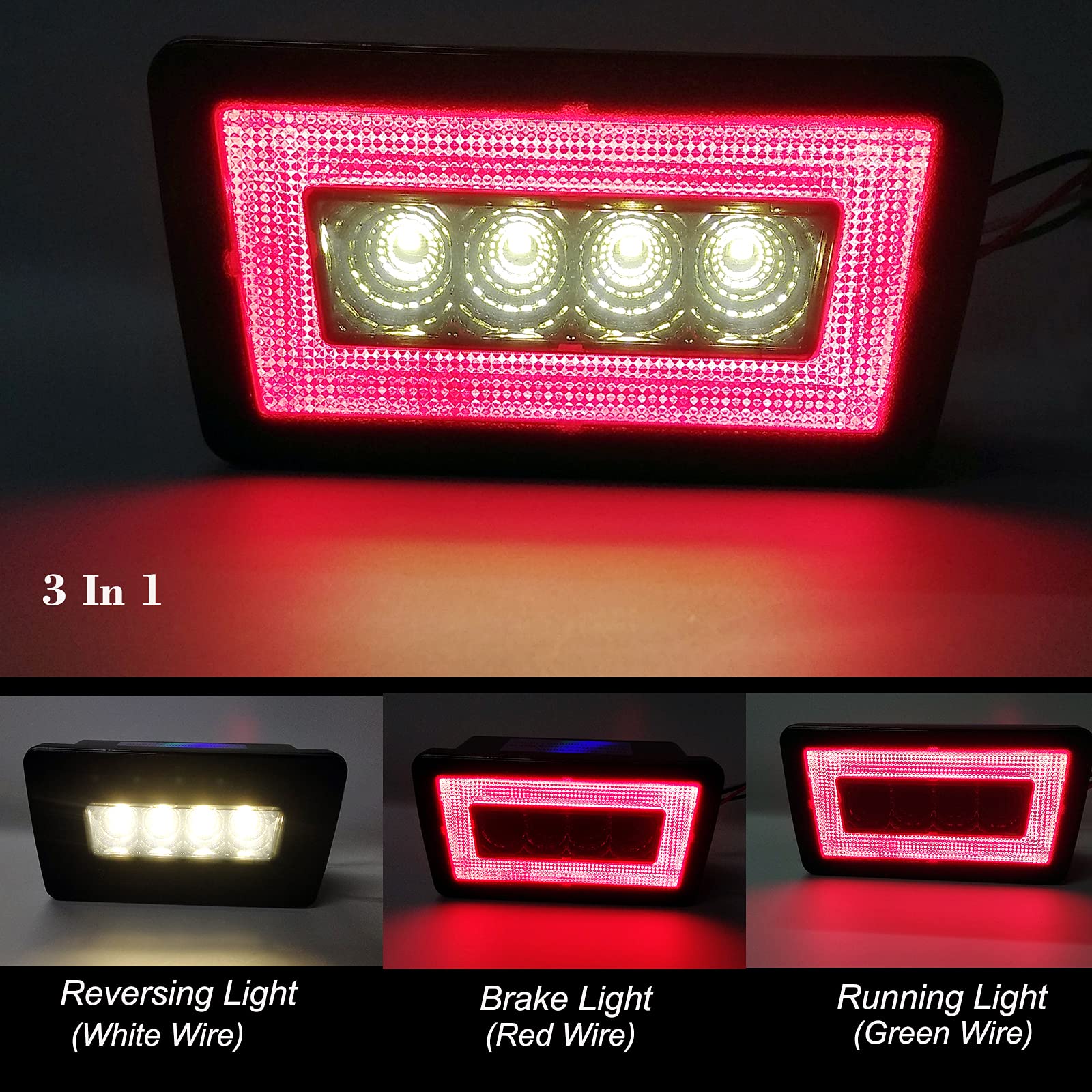 Xinctai 3-In-1 LED Rear Fog Light Kit For 2011-up Subaru Impreza WRX STi XV Crosstrek Stop Tail Brake Lamp Backup Reverse Light (Smoked Lens)