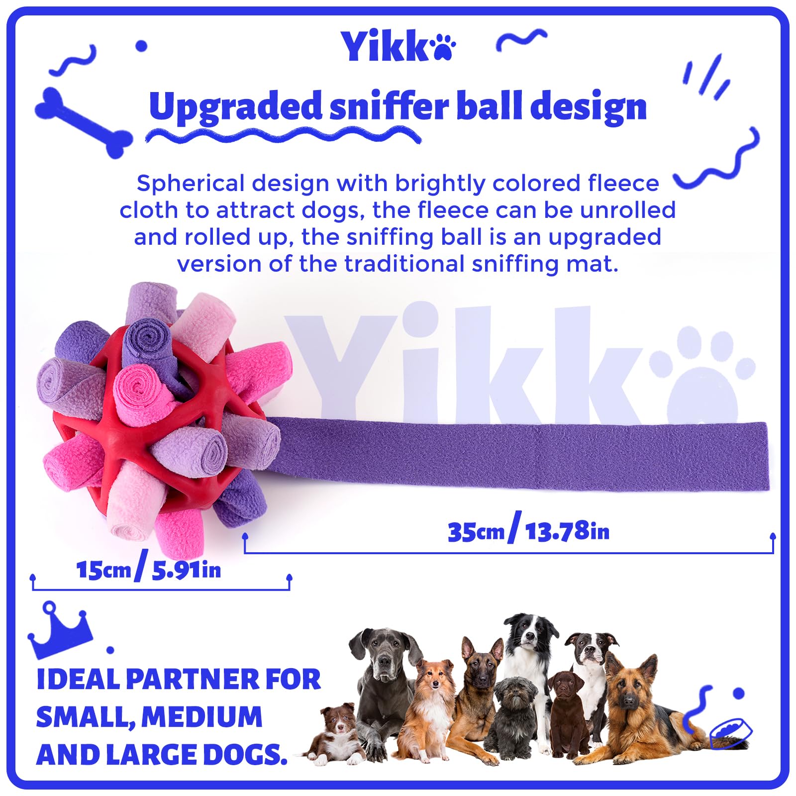 Voarge Snuffelbal voor honden, snuffelspeelgoed, slow food training, beetbestendig puppyspel, intelligent speelgoed, voederbal, geurtraining voor
