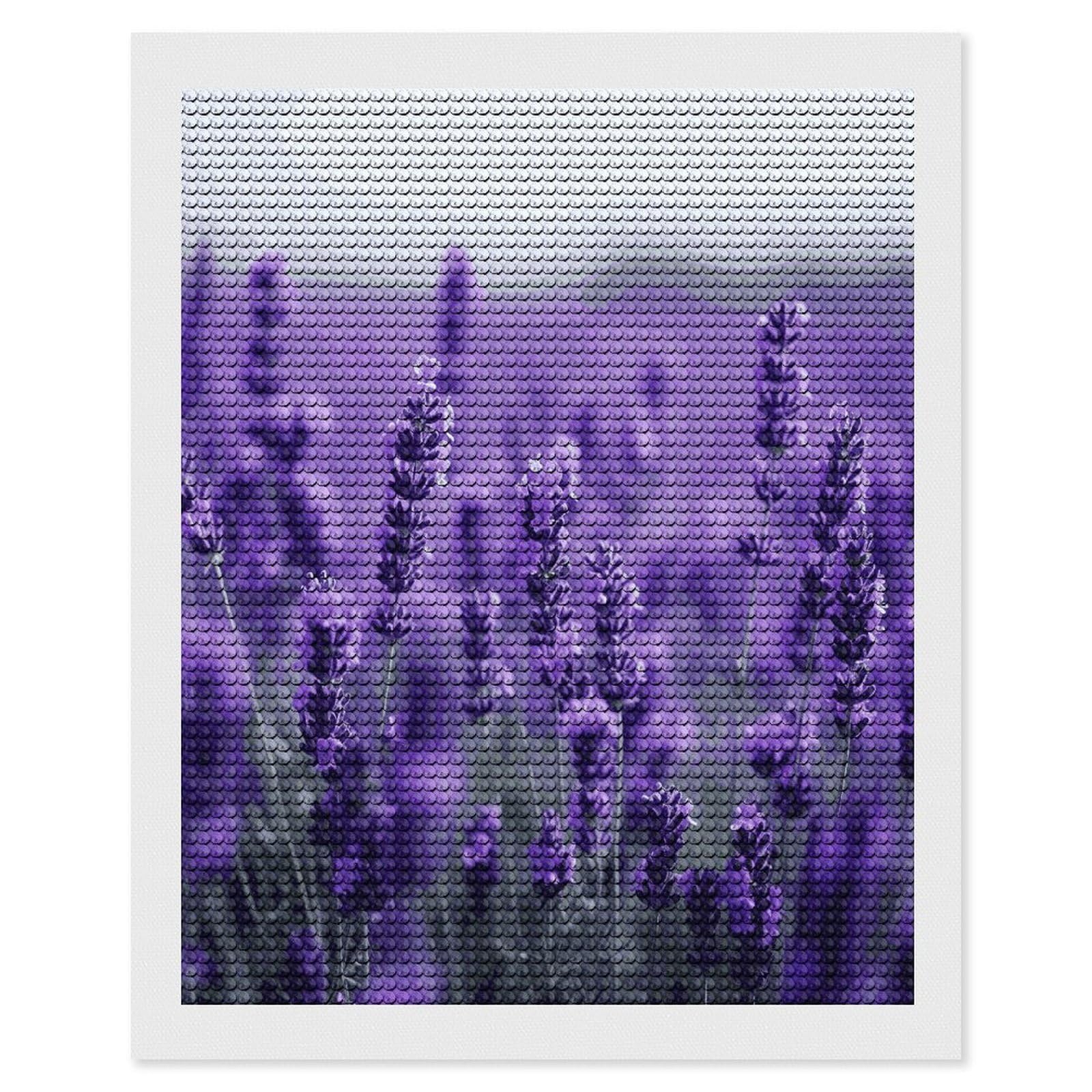 FekiLoot Purple Lavender Diamond Painting Kits for Beginners DIY Diamond Art Kits for Adults Full Drill Round Diamond Dot Gem Art Painting Fun DIY Crafts for Home Kitchen Wall Decor Gift 16"x20"