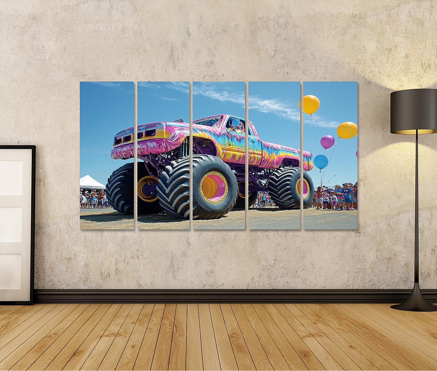 islandburner Quadro su tela colorato Mostro truck Festival con palloncini Immagini da parete Poster