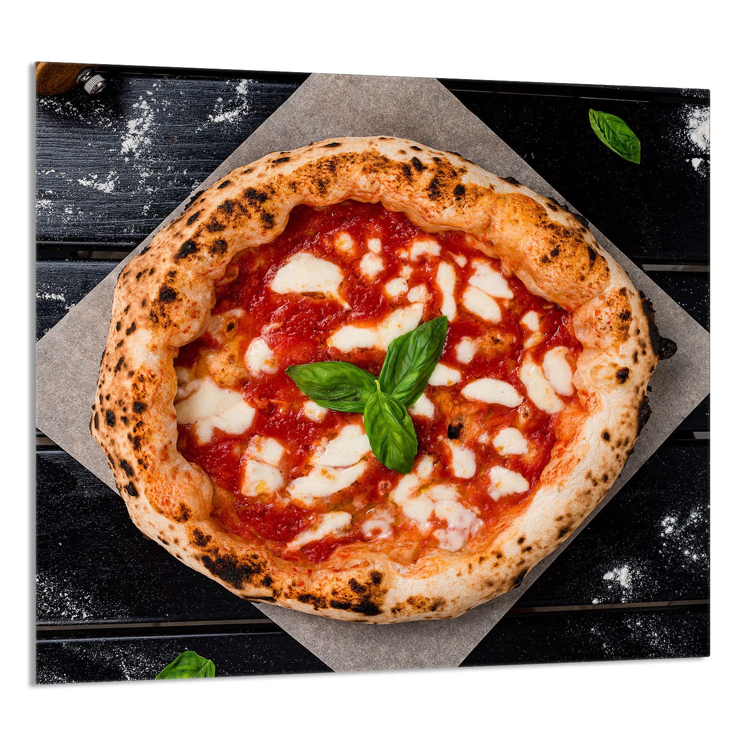Szklany panel ochronny do kuchni Lacobel, szklana płyta ochronna na kuchenkę, 65x60 cm, szklana deska do krojenia, ochrona przed rozpryskiwaniem, uniwersalna, PIZZA