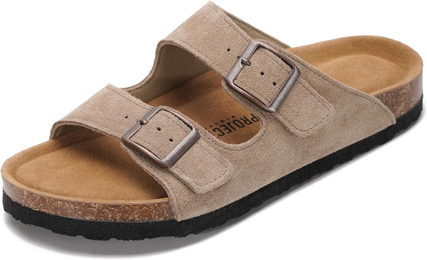 Project Cloud 100% Genuine Leather Flat Sandals For Women 2026 Cork Footbed Womens Sandals with Memory Foam and arch support Vacation Essentials Slides for Women Footwear (Venita)
