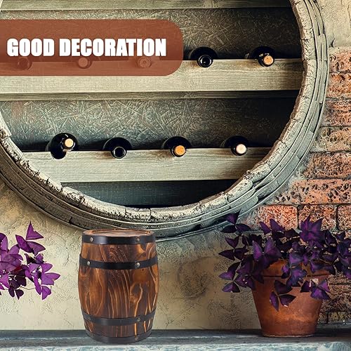 Miniatura 7 de GANAZONO Barril de vino de madera, cubo de barril de whisky, maceta de flores vintage, contenedor de agua para deseos de agua, cubo para el hogar,