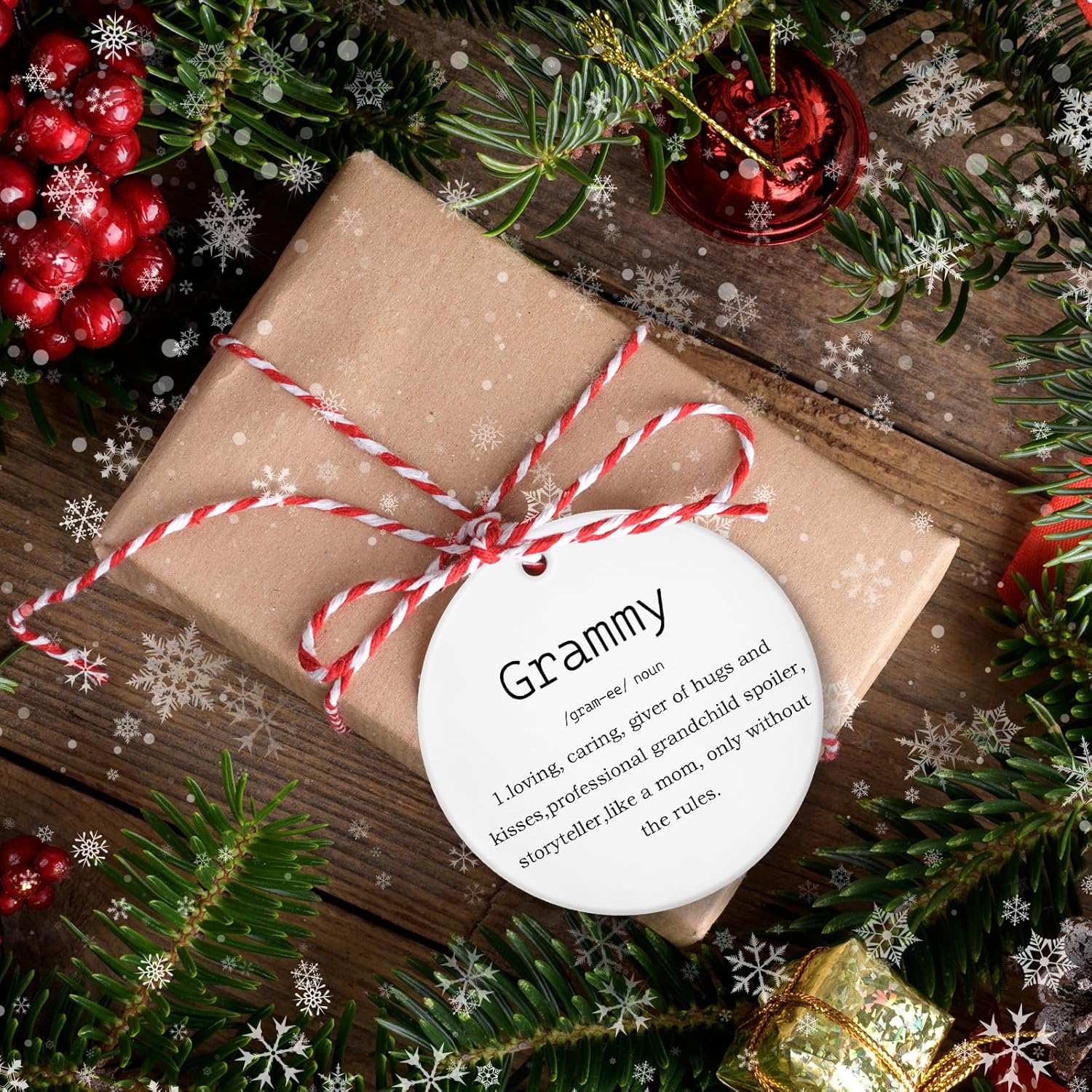 Grammy Gifts Ornaments, Mother's Day Birthday Gifts for Grandma from Grandkids Grandchildren Ceramic Ornament Keepsake, Grammy Definition Hanging Ornaments for Christmas Tree Decoration - Image 3