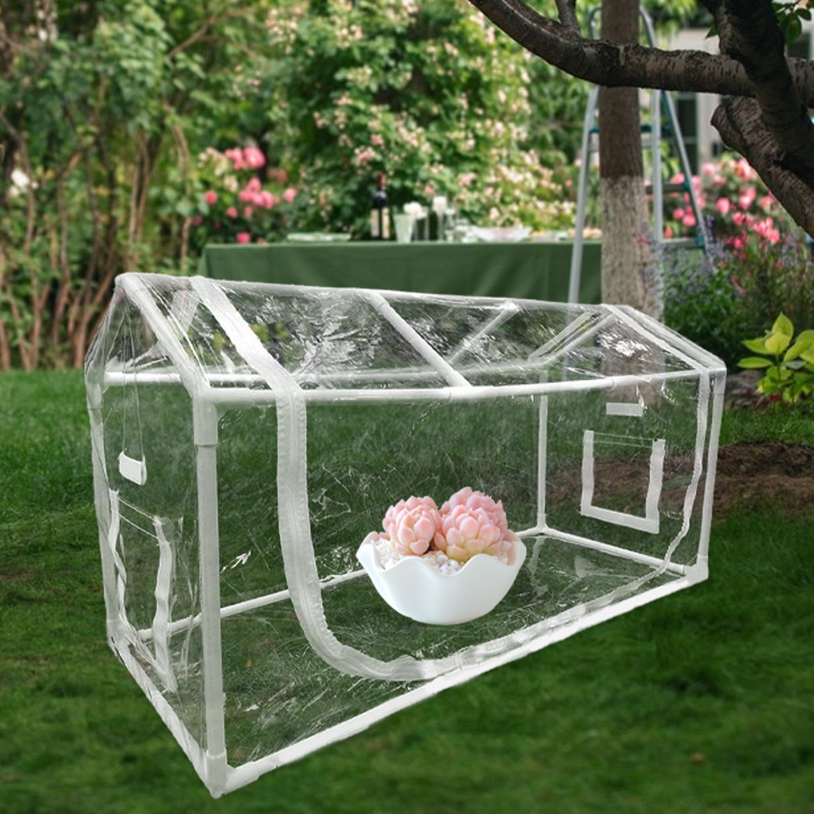 Piccola Serra Capanno Di Protezione Antigelo Trasparente Con Finestra | Tenda Per Fiori Con Cerniera Per La Coltivazione E Il Giardinaggio Invernali In Casa Con Vasi In Terrazzo E Cortile