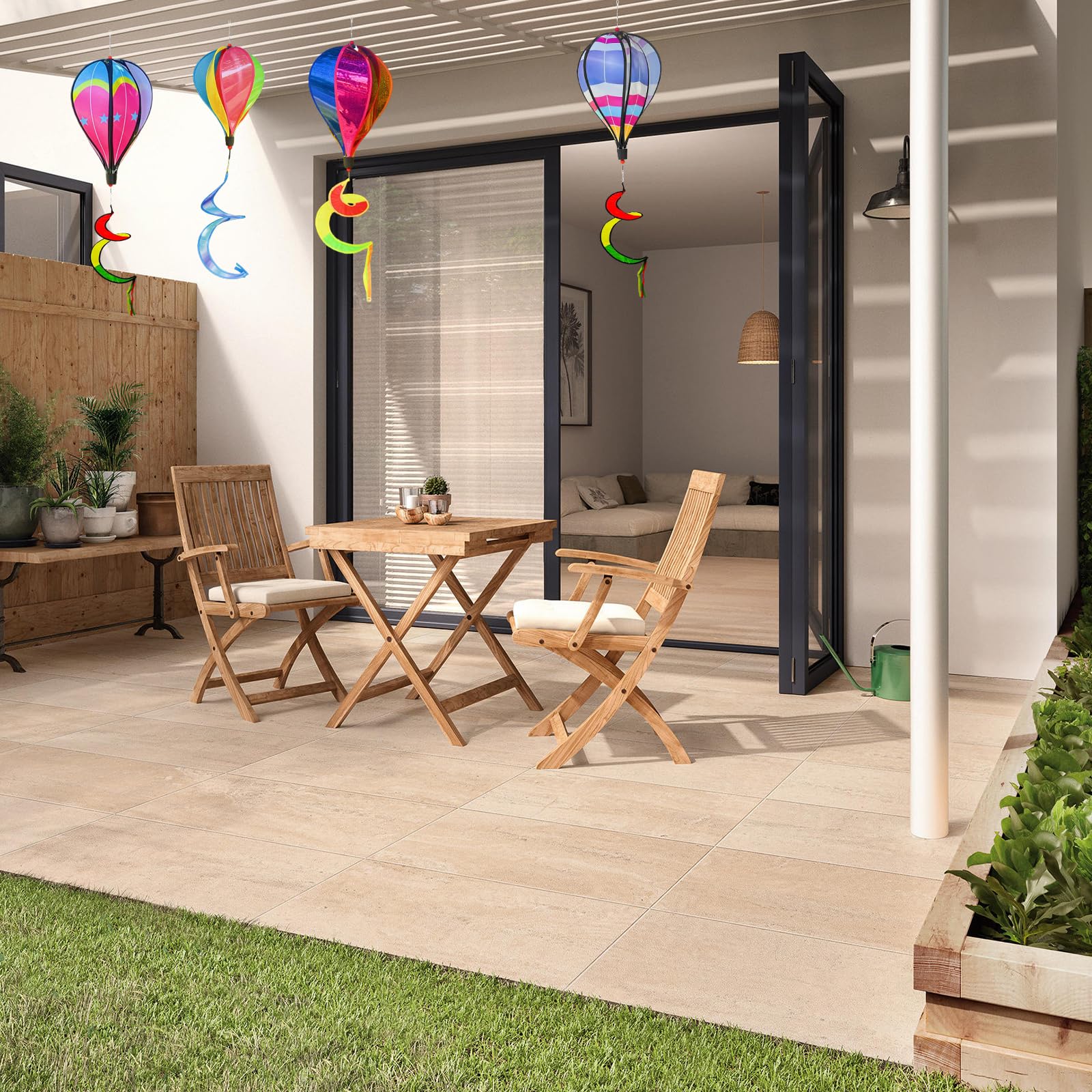 Lot de 6 carillons éoliens à air chaud - 110 cm - Carillon éolien pour l'extérieur - Arc-en-ciel - Décoration de jardin à suspendre - Pour jardin d'enfants, parc