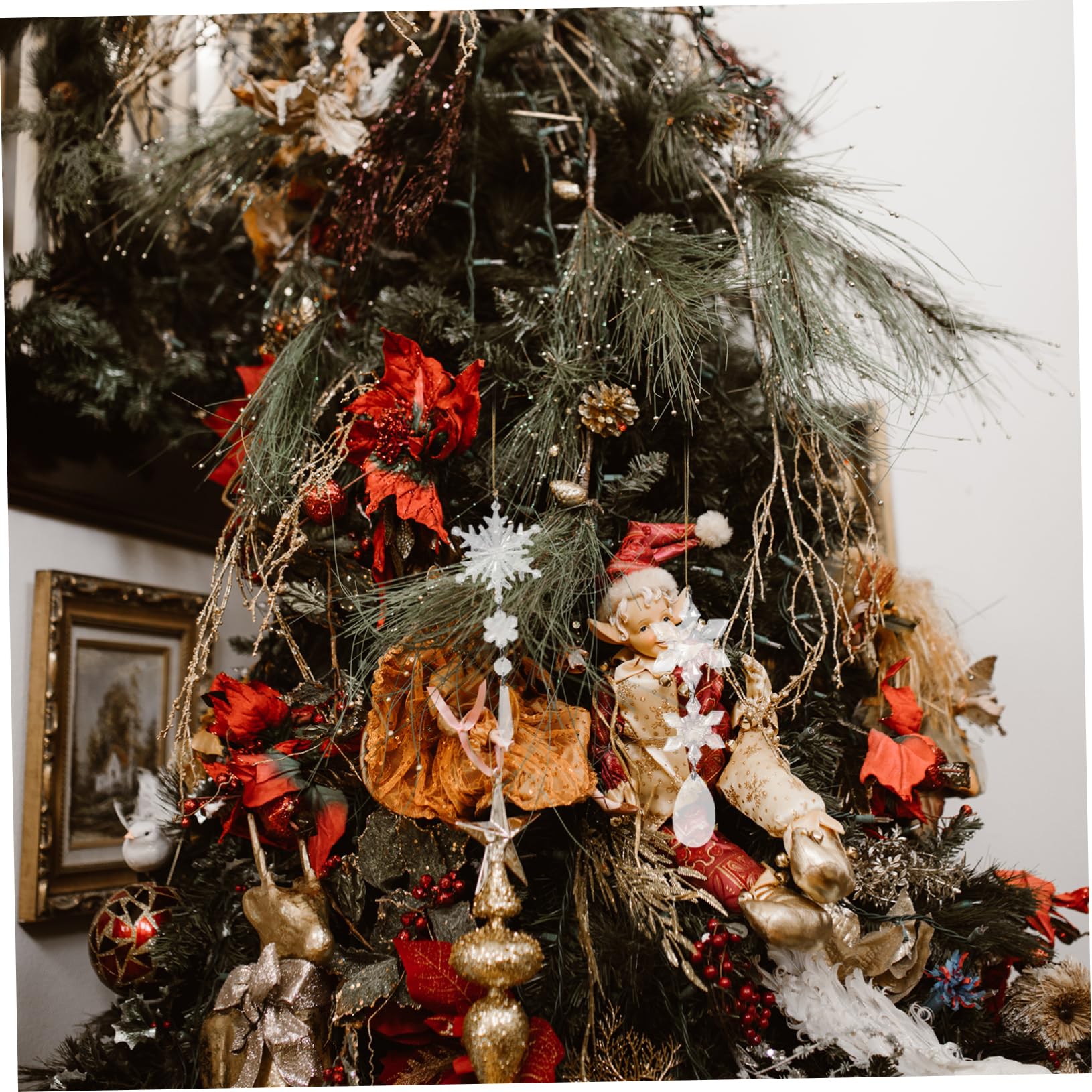 Cabilock 2 Sätze Acryl Transparent Schneeflocke Anhänger Kombi Set Christbaumschmuck Anhänger Weihnachtsdeko Outdoor Schneespray Für Christbaum Weihnachtskugel 18 Stück * 2