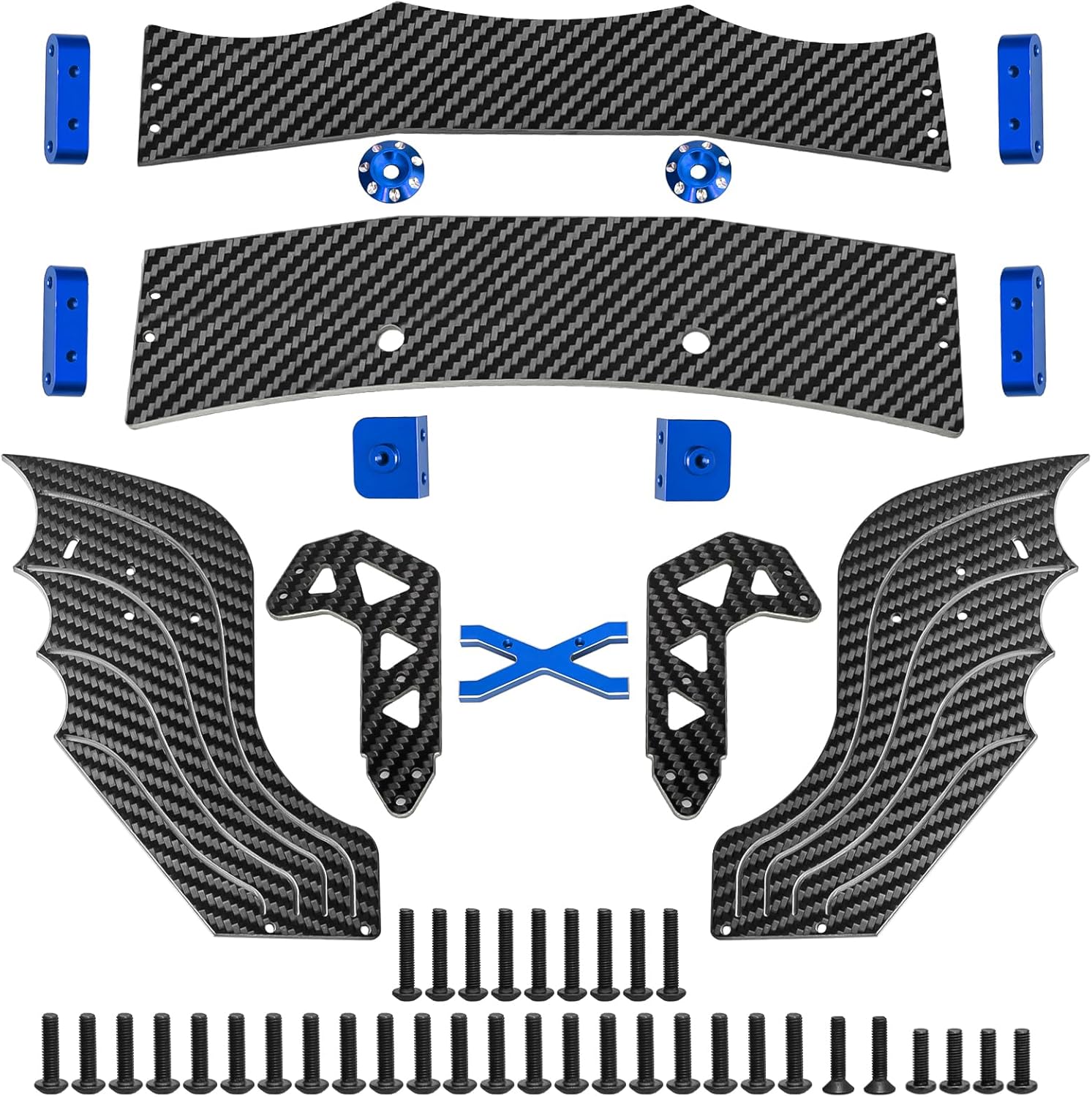 LRFHL Carbon Fiber Rear Wing Adjustable RC Tail Rear Wing Upgrade Part for 1/7 ARRMA Limitless V2 F1 RC Car, Blue