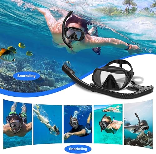 Miniatura 6 de Snorkeling Gear, Dry Snorkel Set180 Panoramic Wide View,Anti-Fog Scuba Diving Mask, Professional Snorkeling Gear for Free Breathing, Swimming, Diving