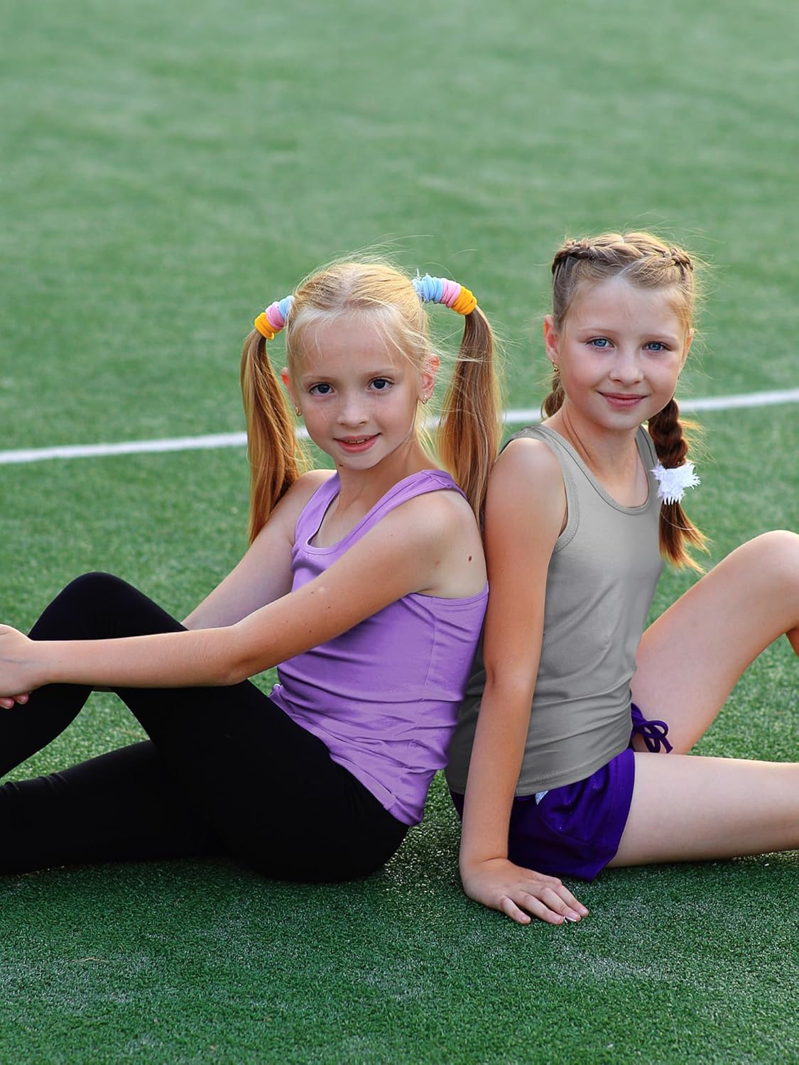 Geyoga 6 Pieces Girls Dance Tank Top Racerback Crop Top Sleeveless Dance Outfit for Ballet Hip hop Athletic wear(9-10 Years,Vibrant Color) - Image 2