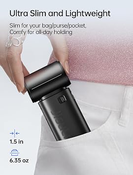 JISULIFE Handheld Fan Life9S - Sleek Chrome: Turbo Power, 22 Hours Cooling
