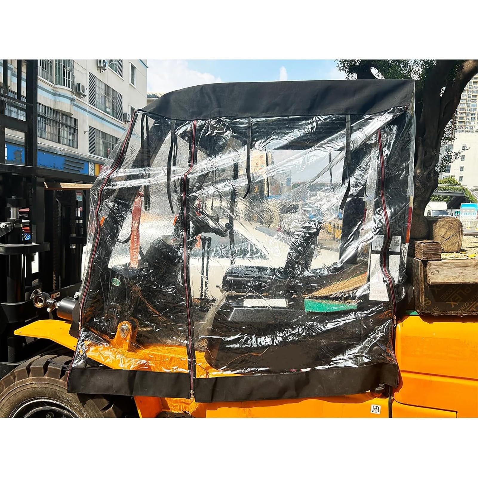 Copertura per cabina del carrello elevatore, resistente in vinile impermeabile, protezione UV, parabrezza e tettuccio antipioggia, adatta fino a 3.628,7 kg