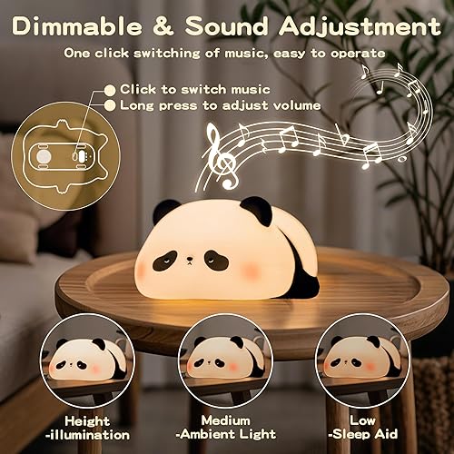 Miniatura 3 de Luz nocturna de panda con ruido blanco, máquina de sonido para ayudar al sueño del bebé, entrenador de sueño para niños pequeños, 4 sonidos