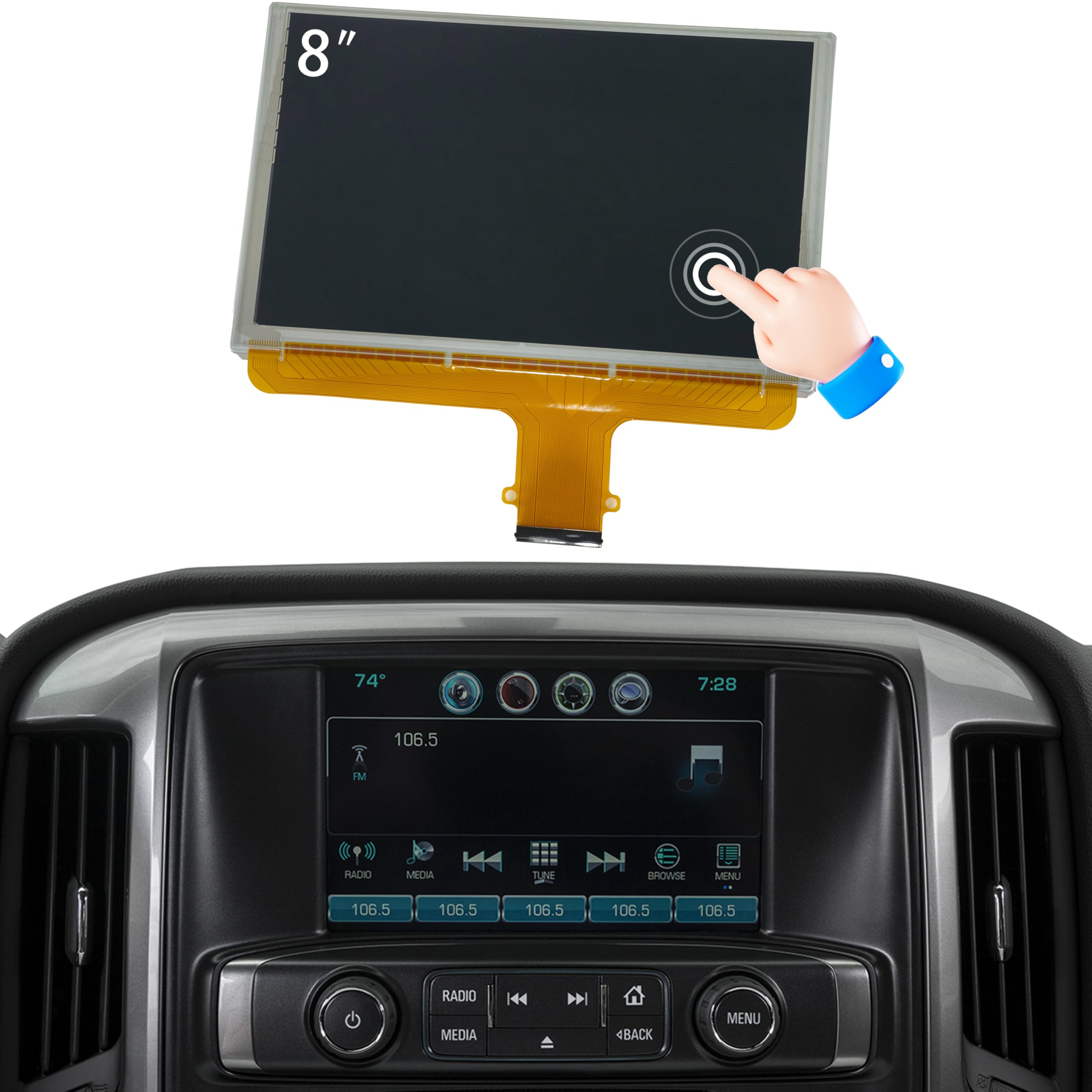 Touch Screen Compatible with Chevrolet Silverado 1500 2500 3500 HD Chevy Tahoe Suburban Colorado GMC Acadia Yukon Sierra Canyon Terrain 2014 2015 2016 2017-2020 Radio Screen Replacement DJ080PA-01A