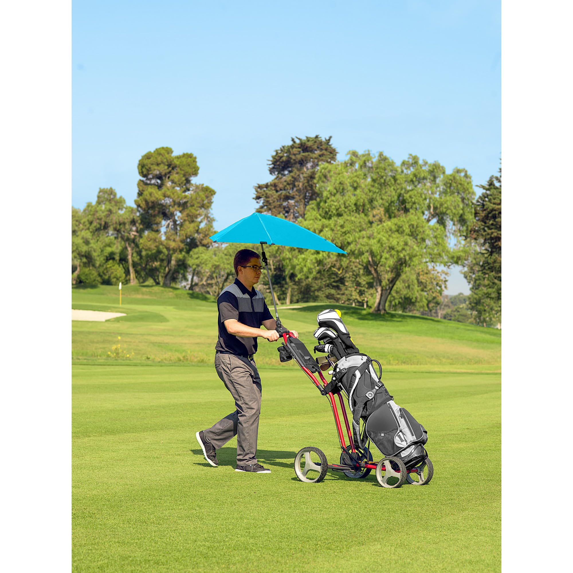 Sport-Brella Versa-Brella - Ombrello regolabile SPF 50+ con morsetto universale, Versa Aqua