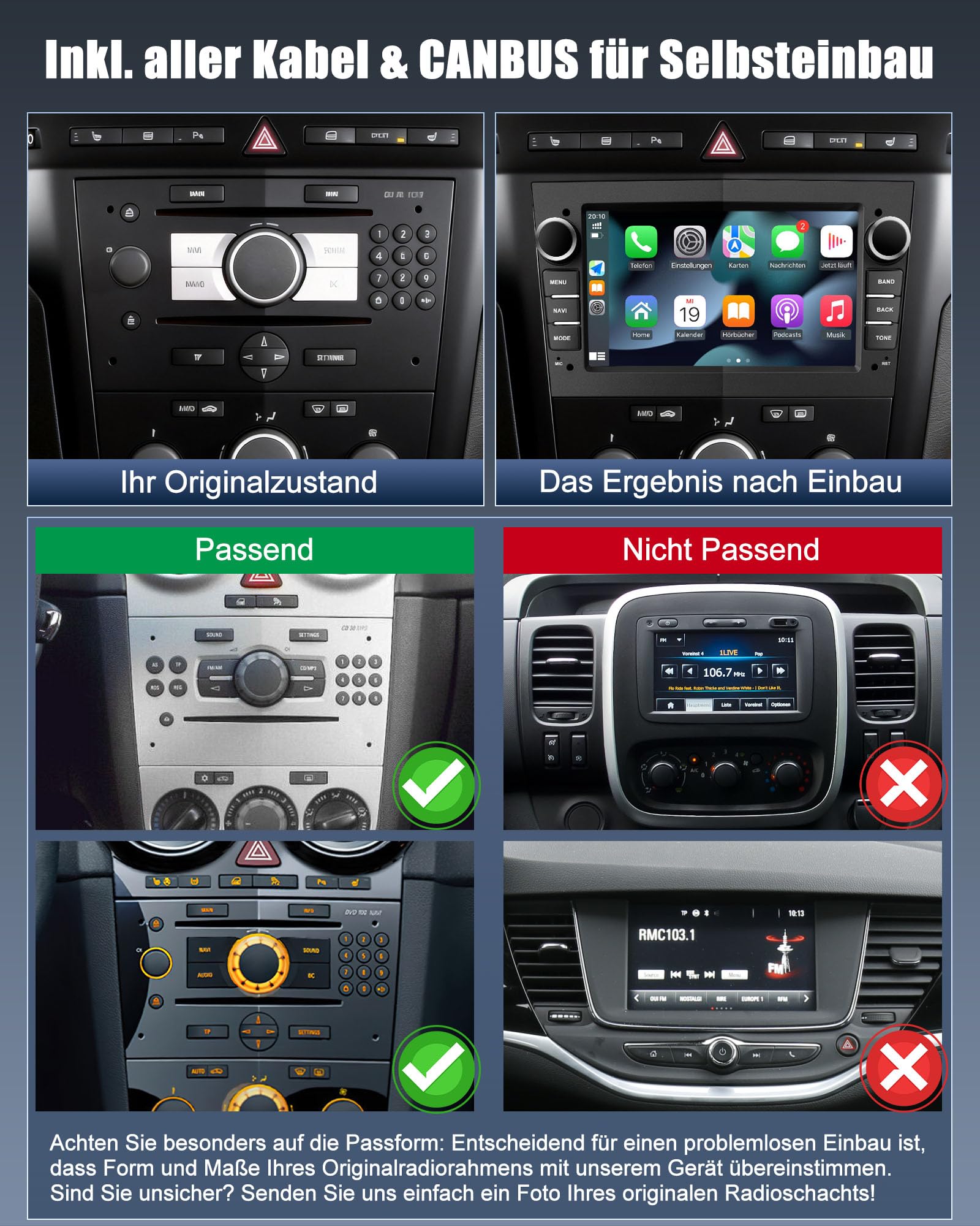 Lehwey Bluetooth Autoradio mit Bildschirm für Opel Corsa d, Astra J & H, Meriva, Vivaro, Zafira b mit Navi WLAN UKW, Carplay, Android Auto, Lenkrad Strg, 2Din Android 14 Dab Auto Radio 7 Zoll