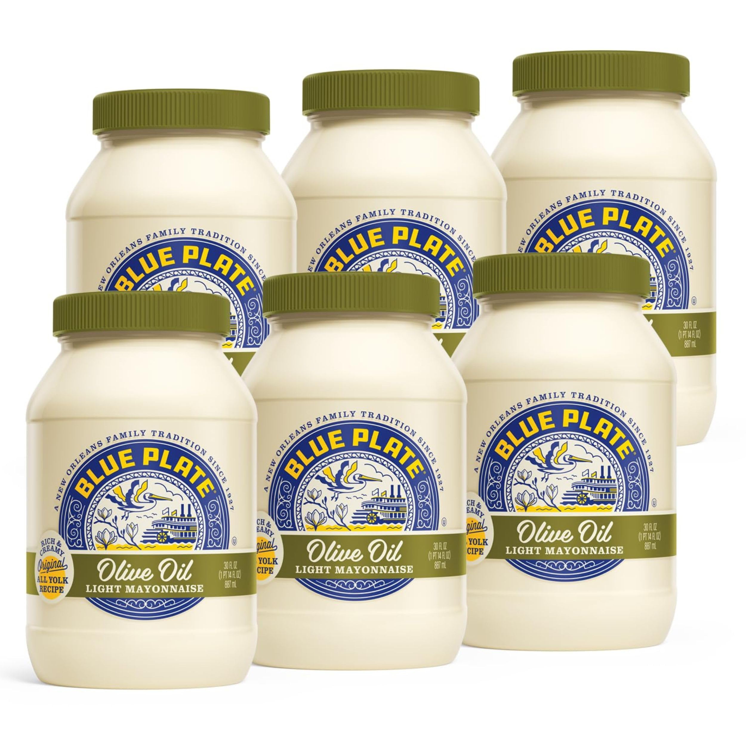 Blue Plate Light Mayonnaise with Olive Oil, 30 Fl Oz Jar (Pack of 6)