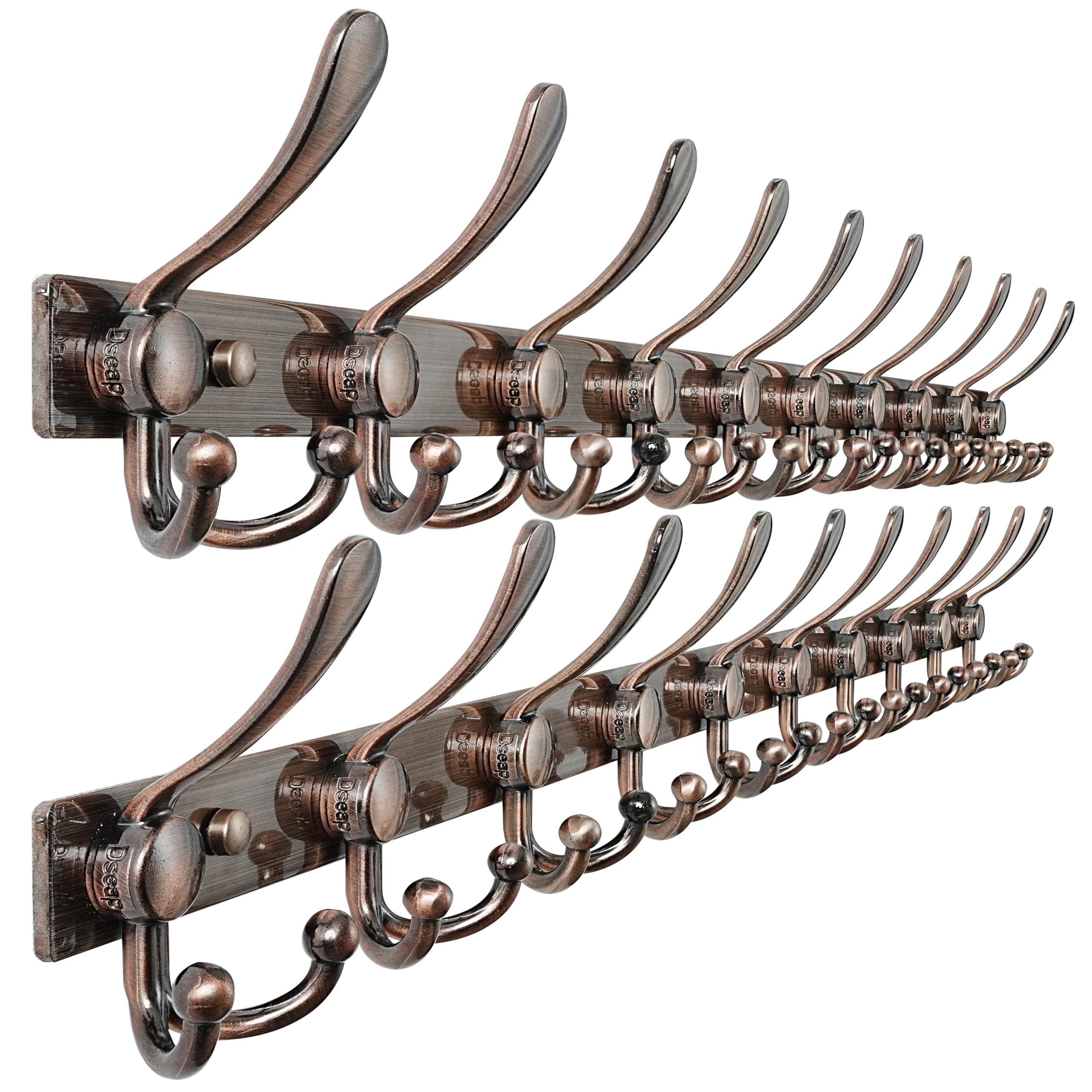Dseap MaxStrong 2.0 Coat Rack Wall - 37” Long 10 Tri Hooks - Ultra Heavy-Duty Stainless Steel Wall Mount Coat Hanger, Hook Rail for Clothes Hats