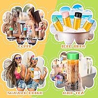 Vista 7 de Hoolerry 16 botellas sensoriales de plástico vacías con tapas, botellas de agua sensoriales de plástico transparente reutilizables para verde