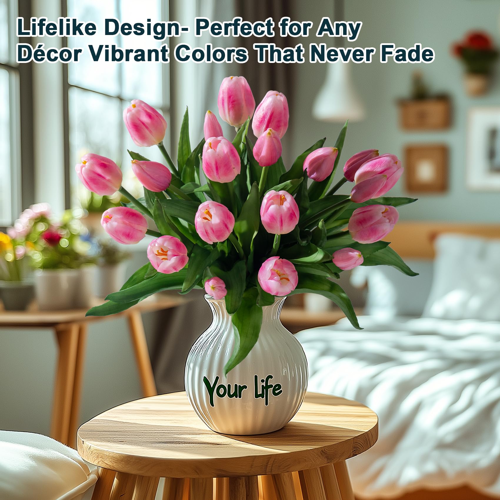 Bailikang Künstliche Tulpen, Kunsttulpen, Seidenblumen, Kunstblumen, Kunstblumen, Kunstblumen mit Geschenk-Box, weiche künstliche Tulpen, Blumensträuße, Arrangements für Party, Hochzeit, Zuhause, 20