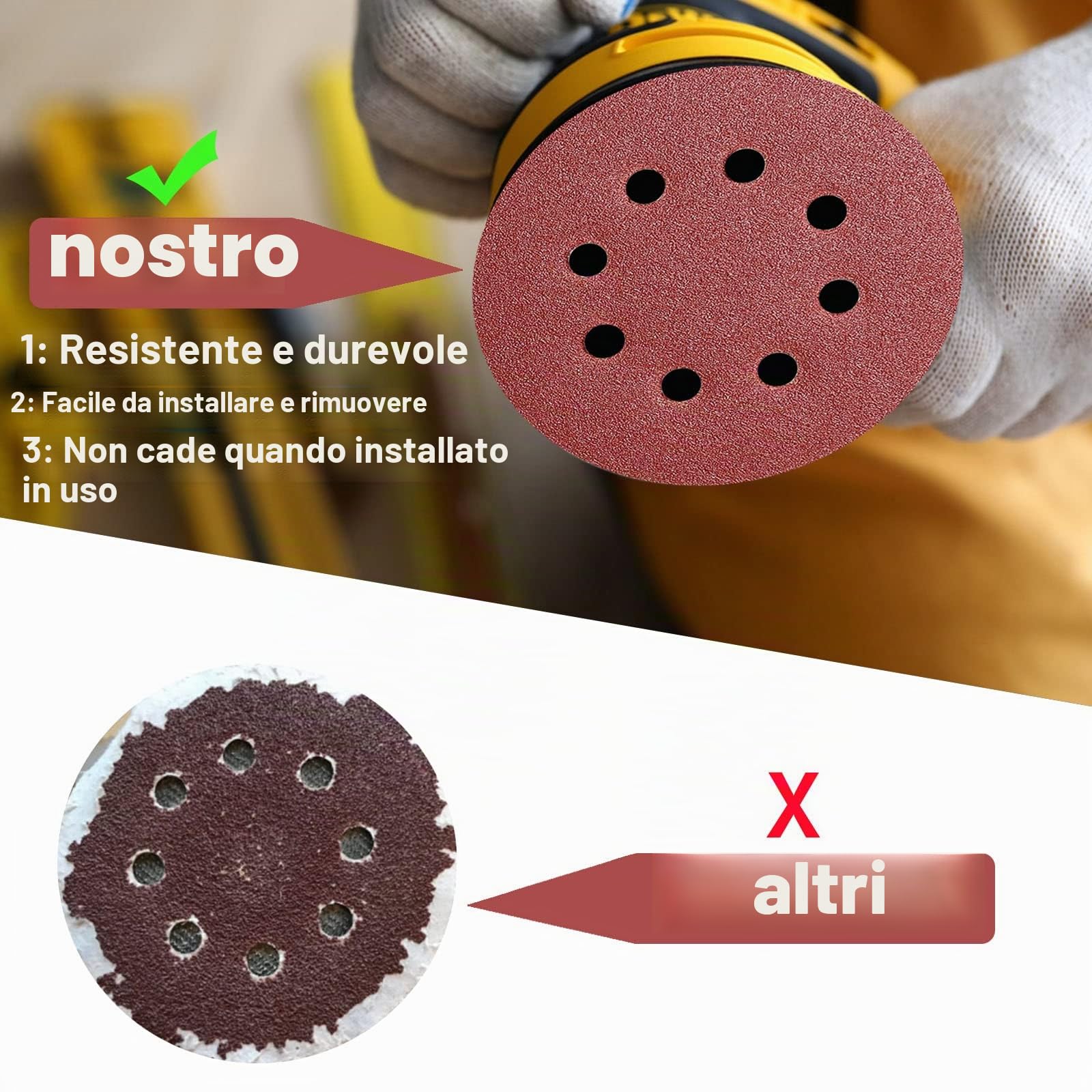 STEBRUAM 105 Pezzi Dischi Abrasivi 125mm, Carta Vetrata Abrasiva 8 Fori per Levigatrice Orbitale(Grana 40/60/100/150/240/320/600)