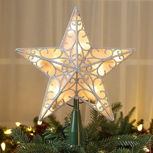 3D Star Christmas Tree Topper with 10 Lights