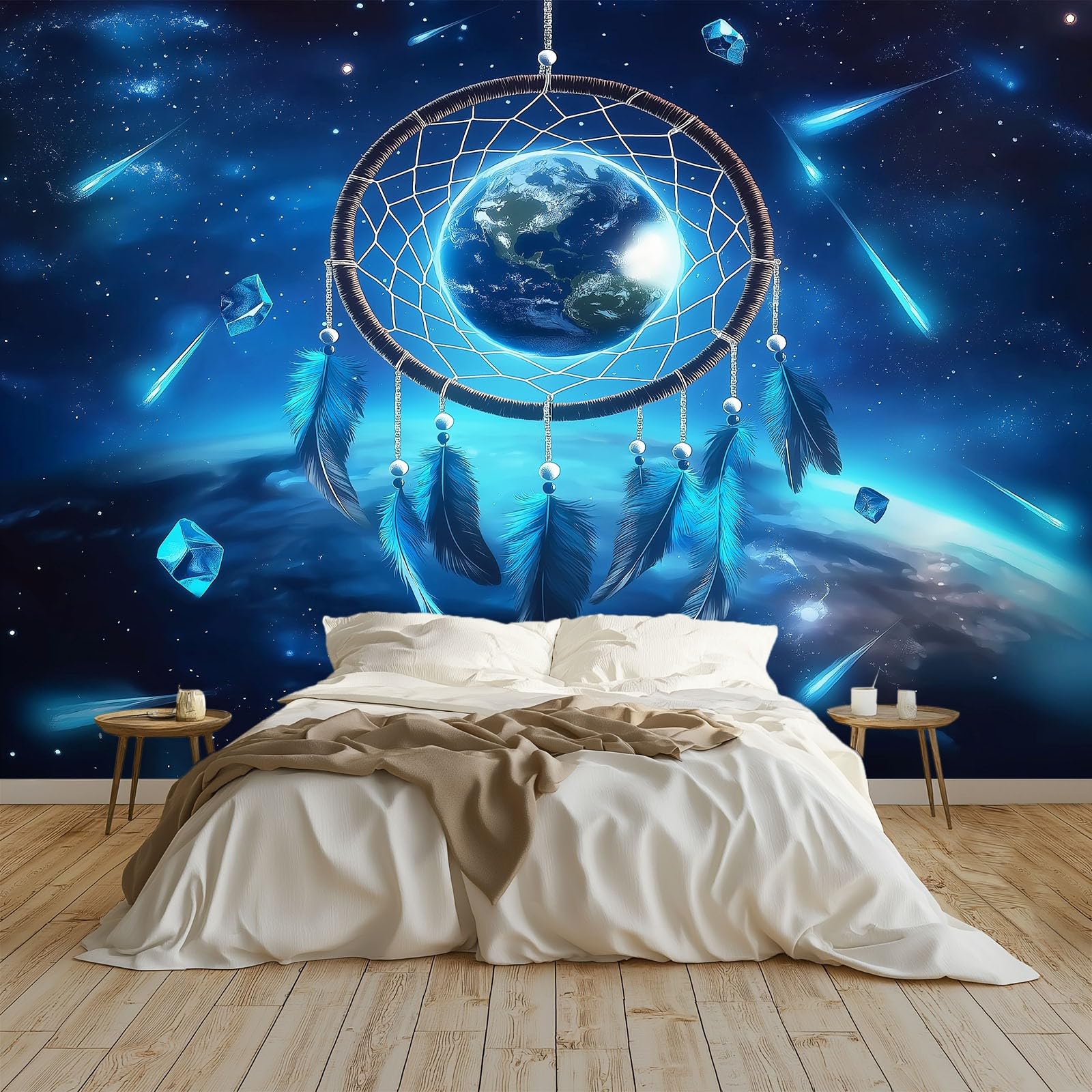 350 x 256 cm, fototapeta z włókniny, na wymiar, ziemia, pióra, niebieska, fotorealistyczny, druk HD, tapeta na fizelinie, tapeta z motywem, dekoracja ścienna, tapeta ścienna, dekoracja ścienna, tapeta