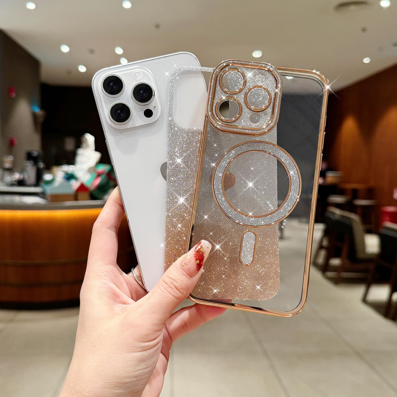 IPhone 15 Hülle Mit Bling Glitter & Pailletten – Magnetisch, Kamerageschützt, Luxuriöses Cover In Silber