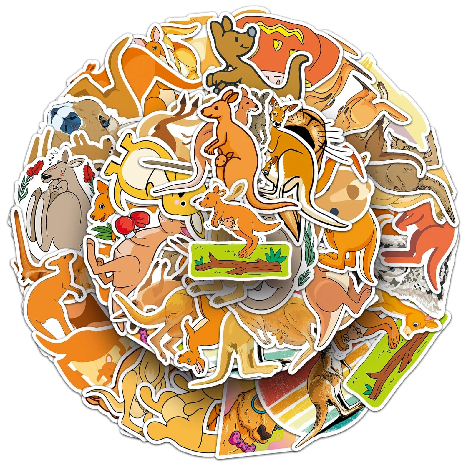 50Pcs Cute Cartoon Sticker Kangaroo Stickers Vinyl Decals Aesthetic Stickers for Water Bottles Laptop Suitcase Luggage Cup Mobile Phone Skateboard Decor for Teens Adult