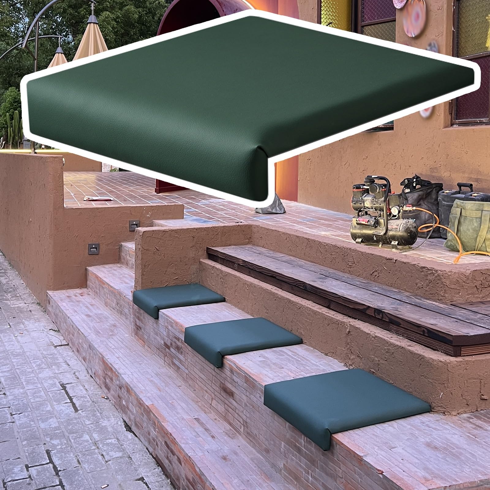 Coussin extérieur de sol vert grand format 121x61 cm mobilier terrasse