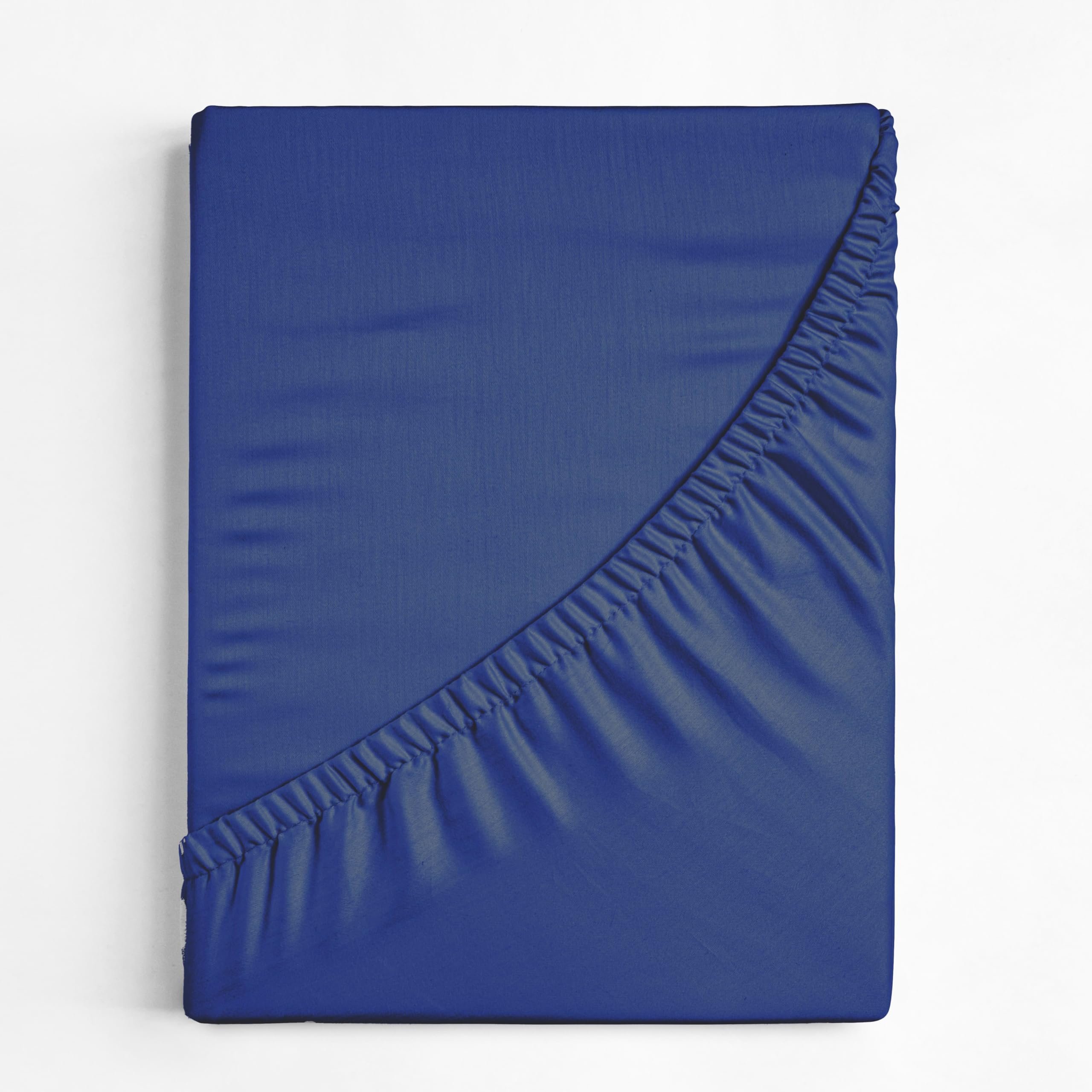 linensland® Fitted Sheet - 16 Inch Deep Pocket (40 cm) - Easy-Care Soft Microfibre - Resistant to Shrinkage and Fading (Super King, Navy Blue)