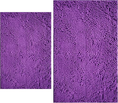 Miniatura 1 de Juego de 2 alfombras de baño de felpilla extra suave, ultra absorbente, alfombra de baño con parte inferior antideslizante de PVC resistente,
