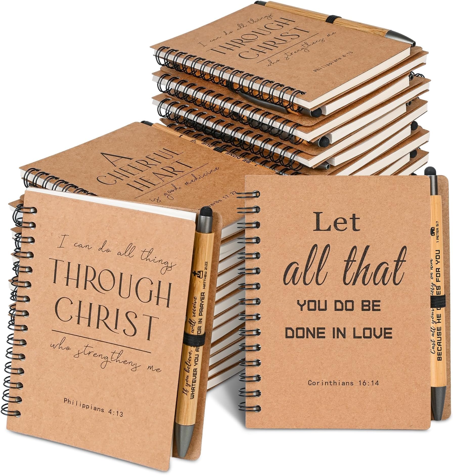 - INSADA 30 Sets Bulk Christian Spiral Notebooks with Bamboo Pen Prayer Journal, Small Lined Notepad (5.43”x4.33”) - Mothers Day Gifts for Church Members, Bible Study Groups & Church Families