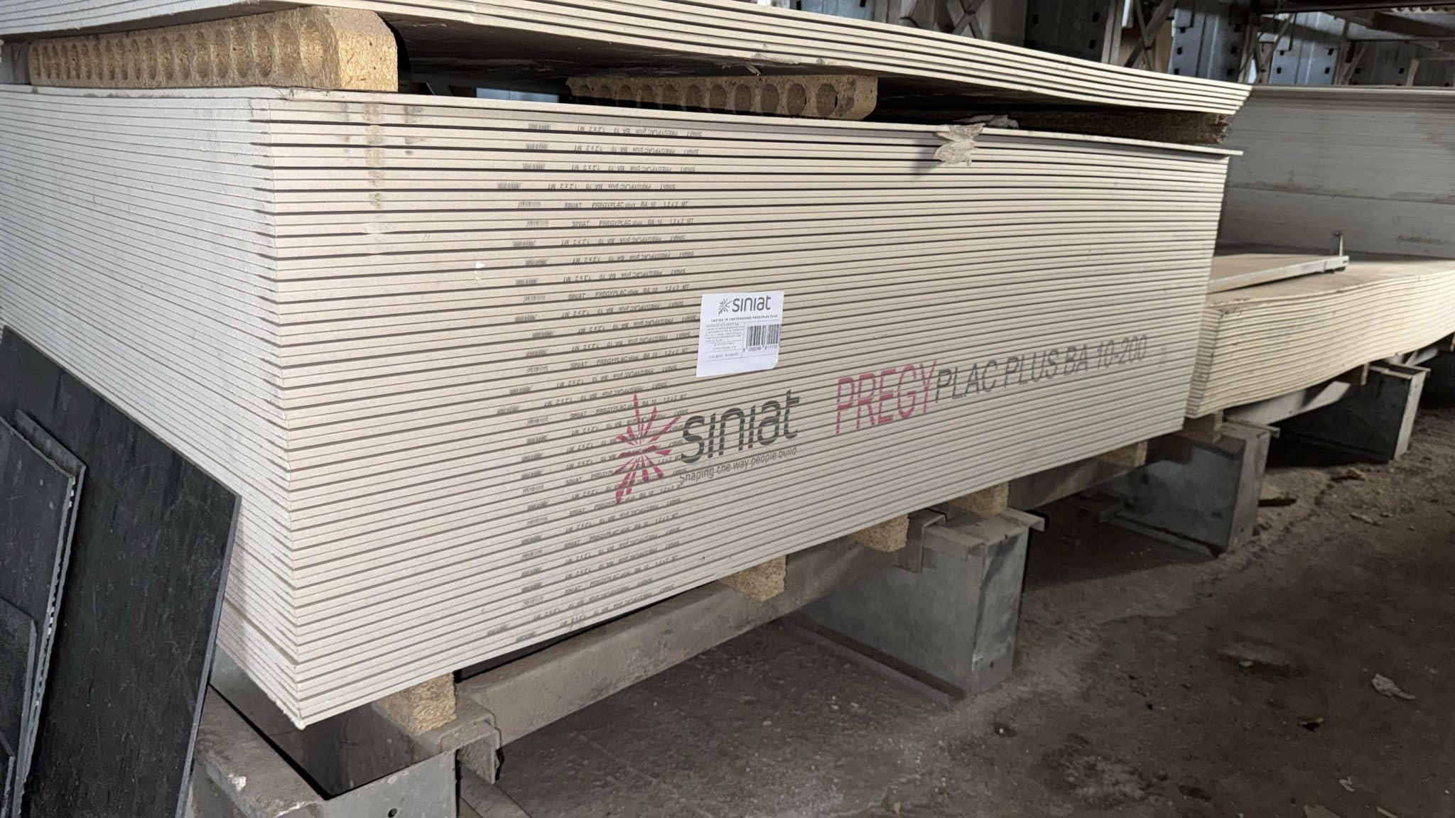 Lastra Cartongesso Siniat Pregyplac Plus BA10 1200x2000 mm Spessore 9,5 mm Pareti Divisorie Controsoffitti Rivestimenti