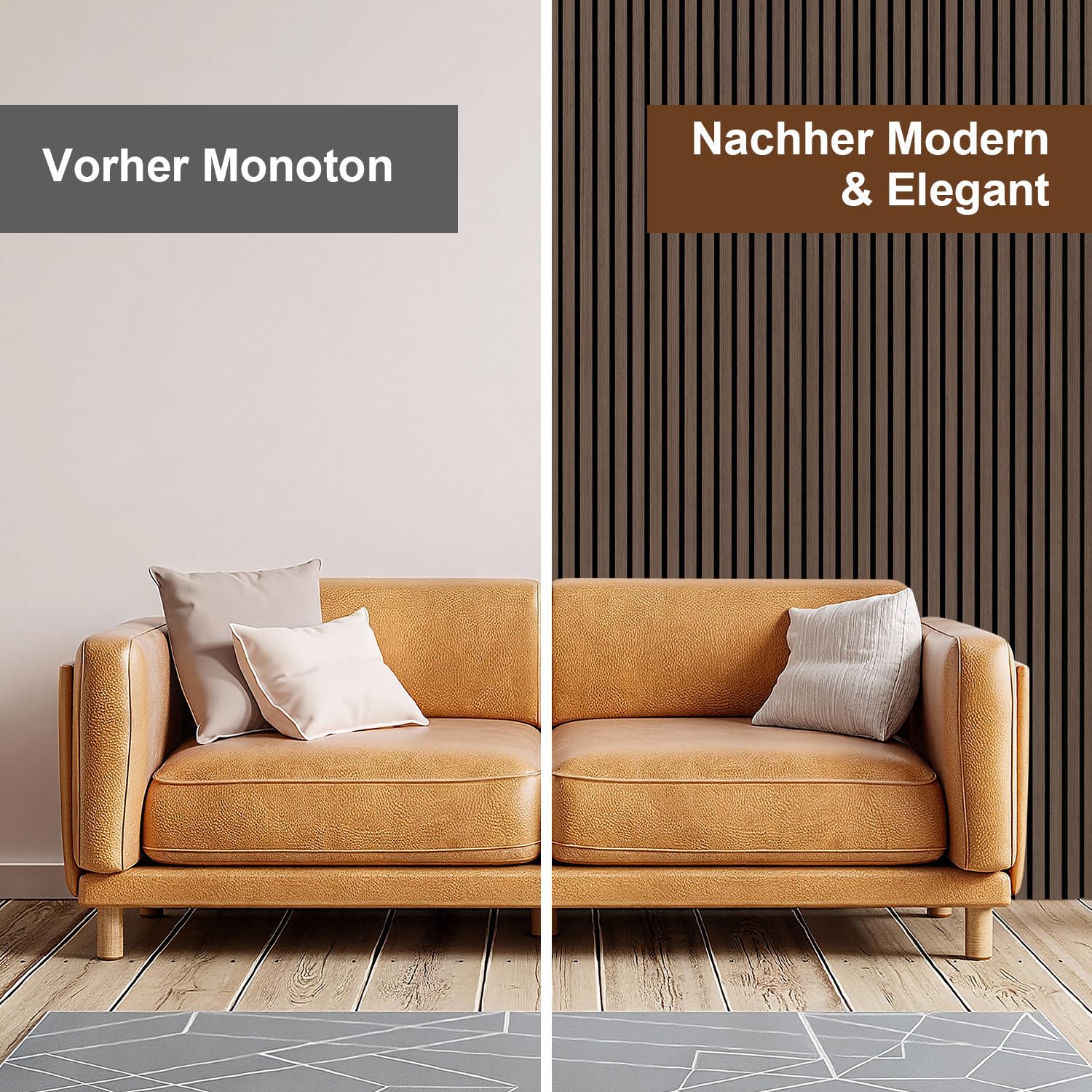 Paneles acústicos de madera, 120 x 60 cm (0,72 m²), autoadhesivos, paneles de pared 3D en aspecto de madera para aislamiento acústico y decoración, paneles de madera para salón, oficinas