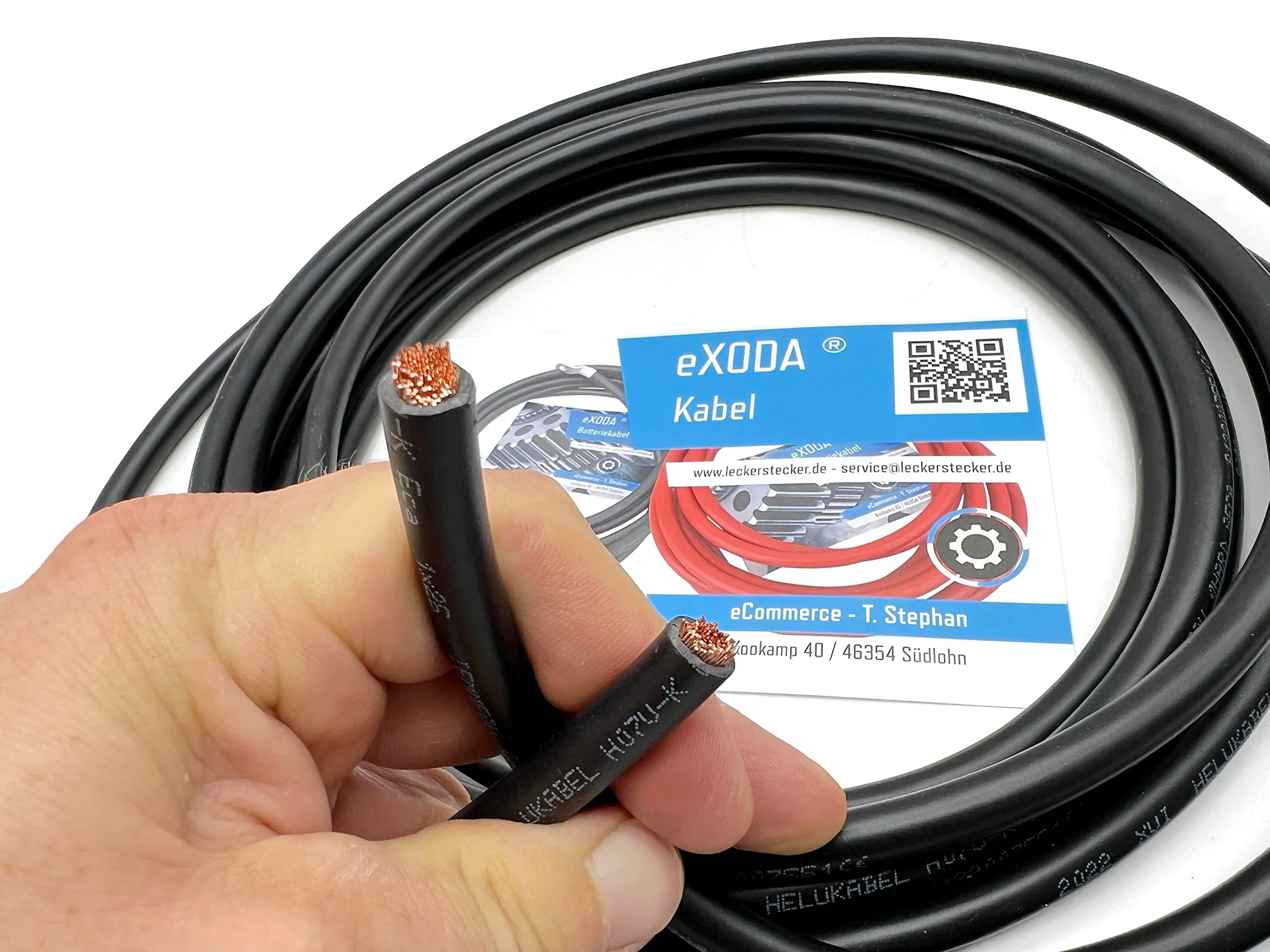 Exoda cavo batteria 25 mm² 5m nero H07V-K25 cavo in PVC flessibile in rame resistente al calore fino a 70 gradi per usi versatili di qualità.