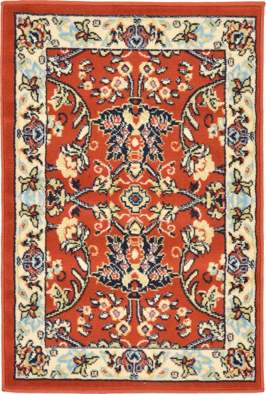 Unique Loom Sialk Hill Collection Area Rug - Washington (2' 2" x 3' 1" Rectangle, Terracotta/ Cream)