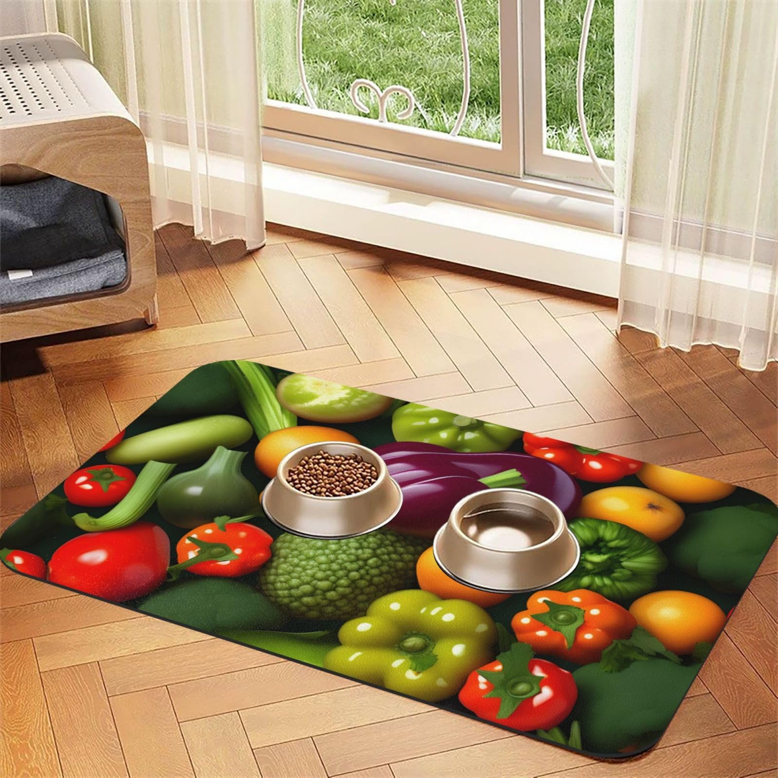 Tapis absorbant et antidérapant en caoutchouc pour gamelle animaux