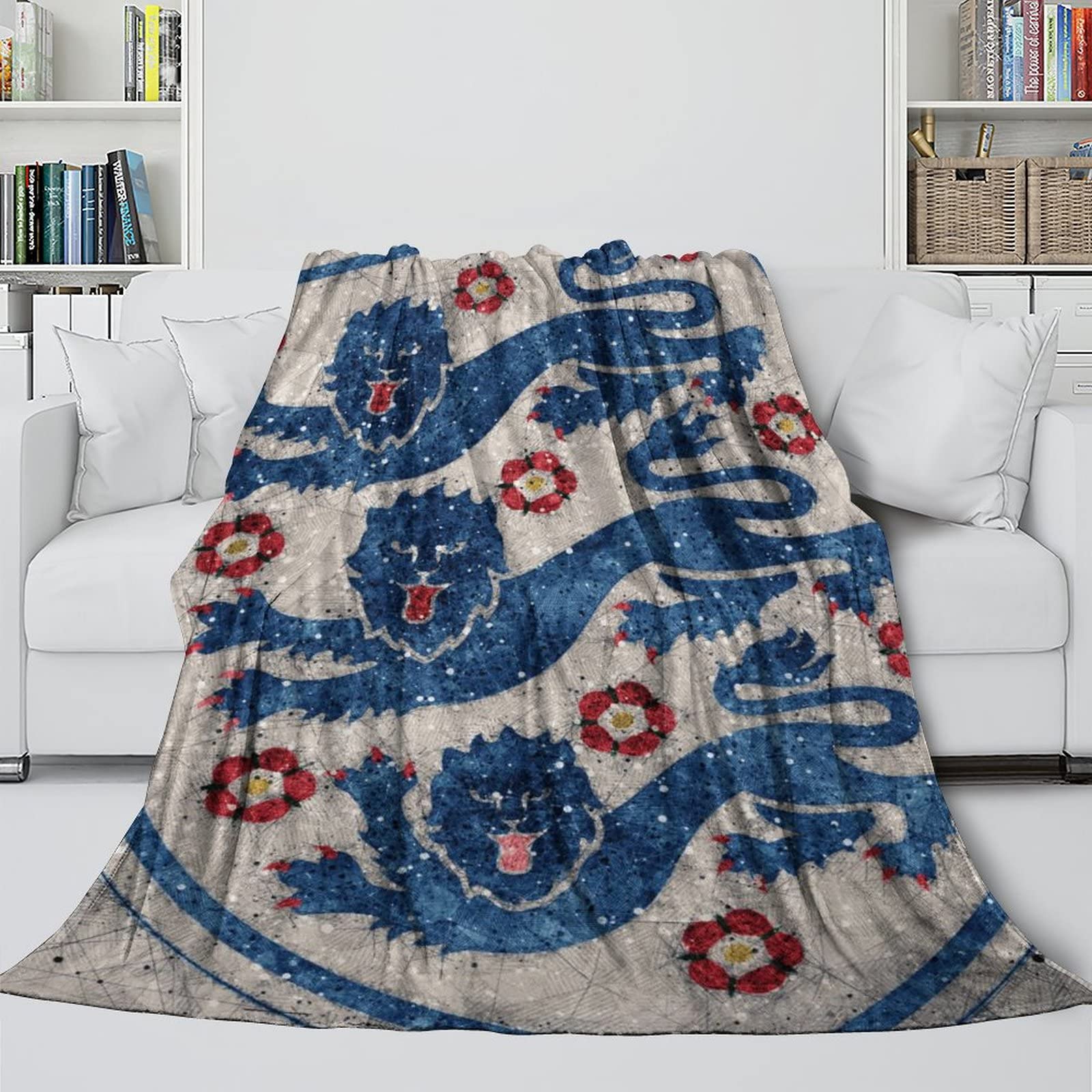 World Cup Fuzzy Fleece Blanket - Washable Plush Blanket for Kids Teens Adults - England Flag Soft Blanket for Bed Sofa Office Crib - Christmas Birthday Wedding Present Gift Idea 40x50inch