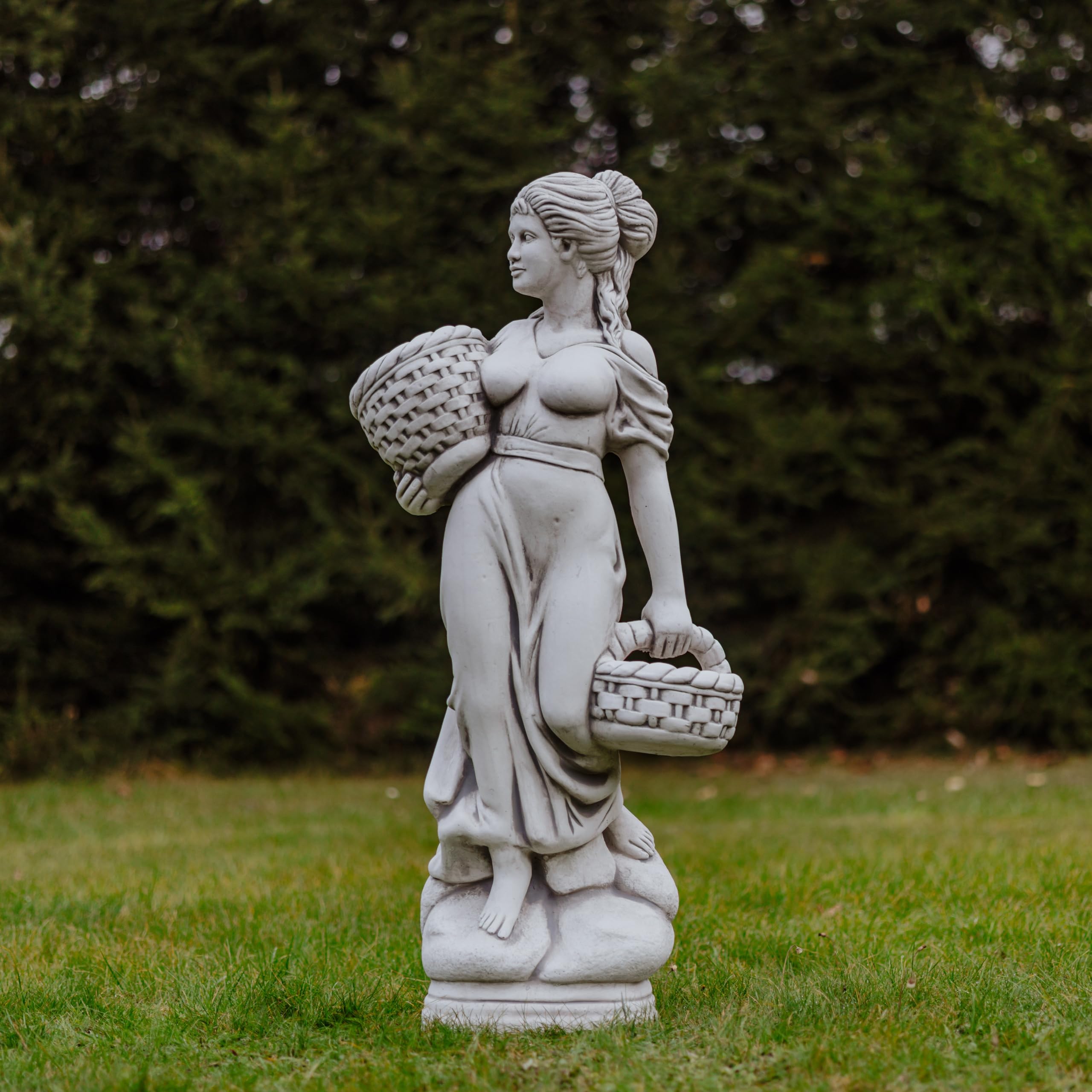 gartendekoparadies.de Frauen-Statue Antiker Stil, Grau, H. 133 cm | Steinfigur, Frostsicher, Steinguss, Für Außenbereich, 147 kg