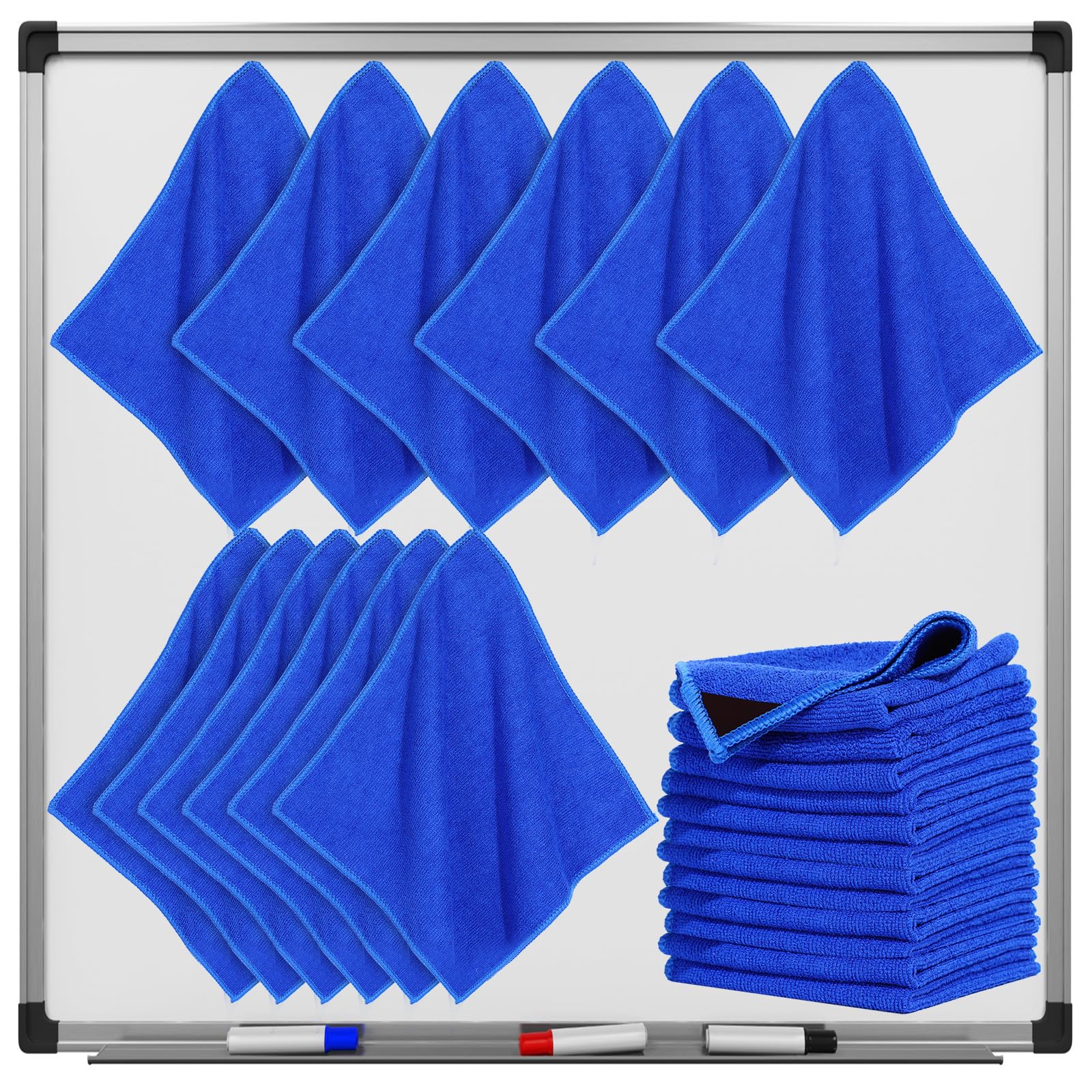 Nuenen 24 Packs Magnetic Cleaning Cloth Microfiber Dry Erase Eraser Magnetic Whiteboard Eraser Reusable Washable Dry Erase Cloth for Office Classroom